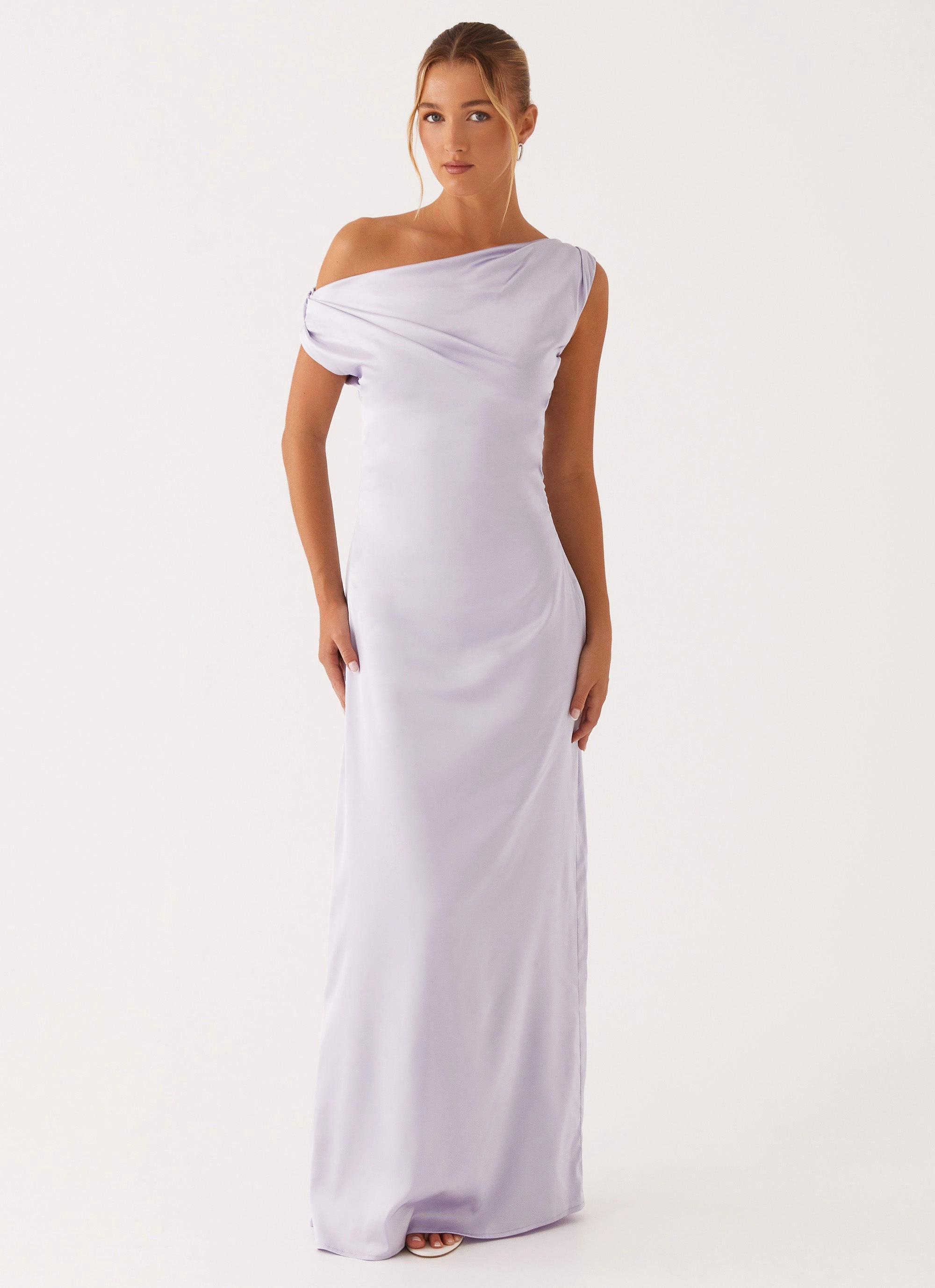 Heart Of Glass Satin Maxi Dress - Lilac Functional Style