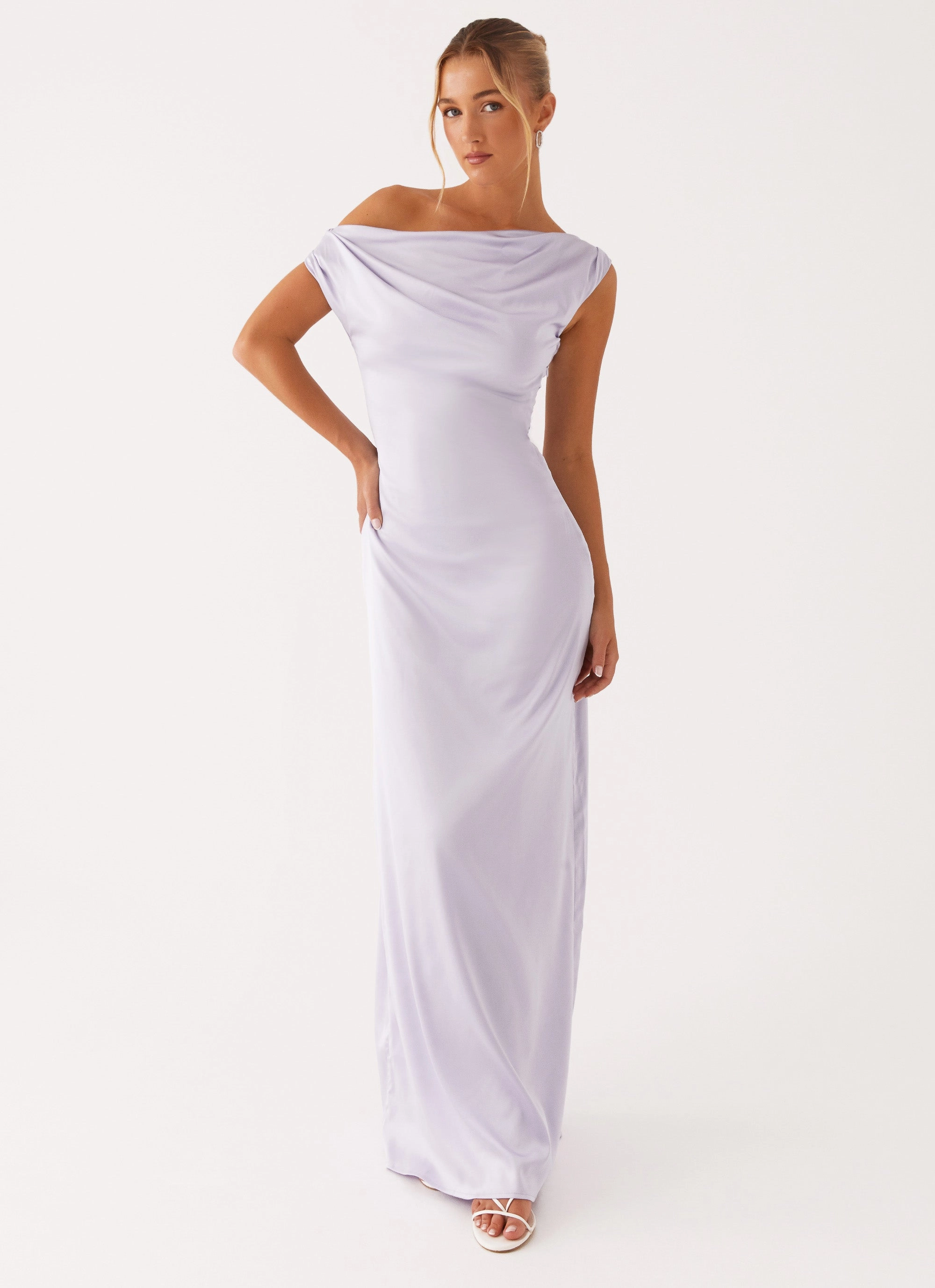 Heart Of Glass Satin Maxi Dress - Lilac Subtle Glow Soft Movement