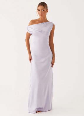 Heart Of Glass Satin Maxi Dress - Lilac Functional Style