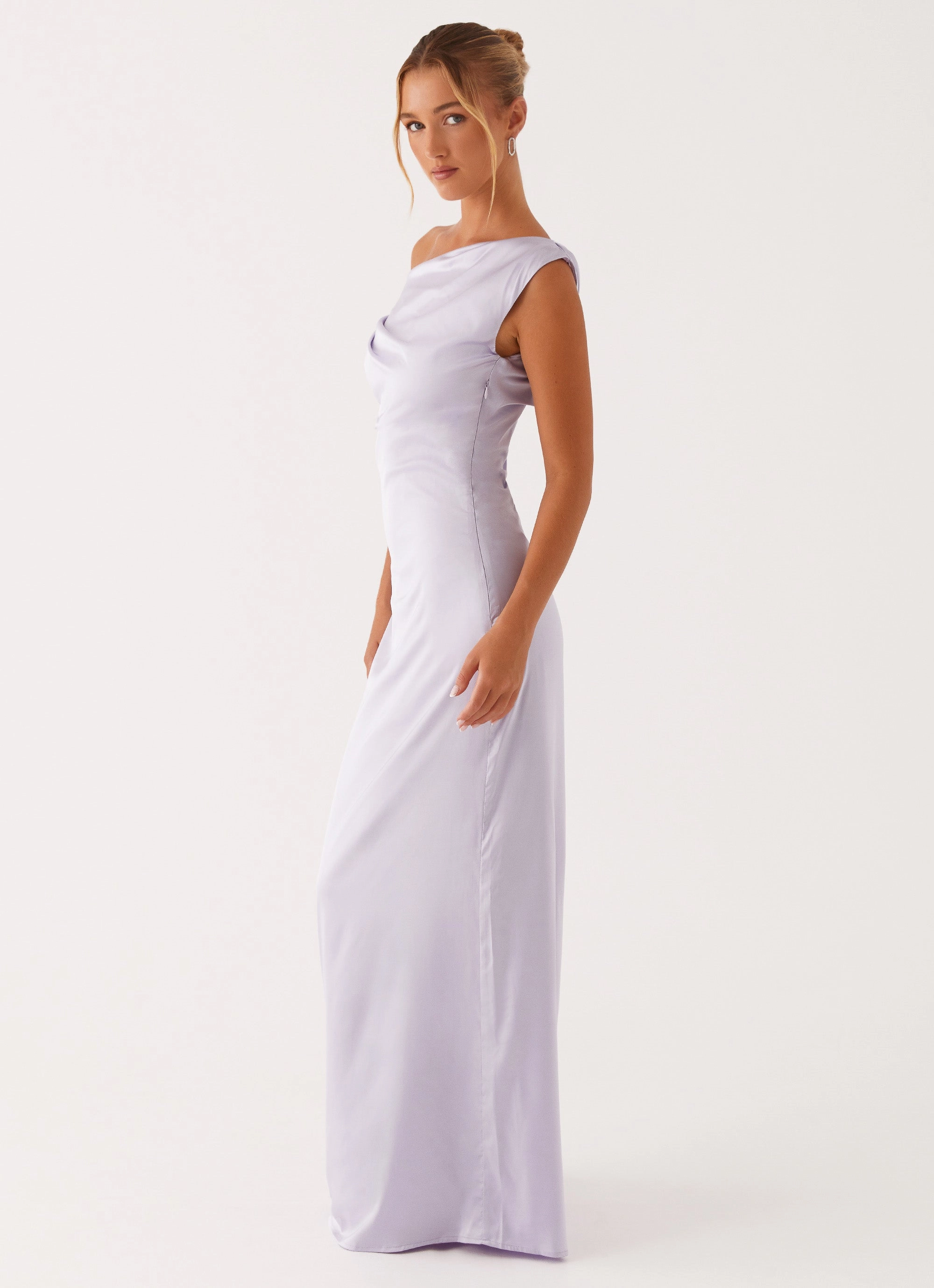 Heart Of Glass Satin Maxi Dress - Lilac Flattering Wearable