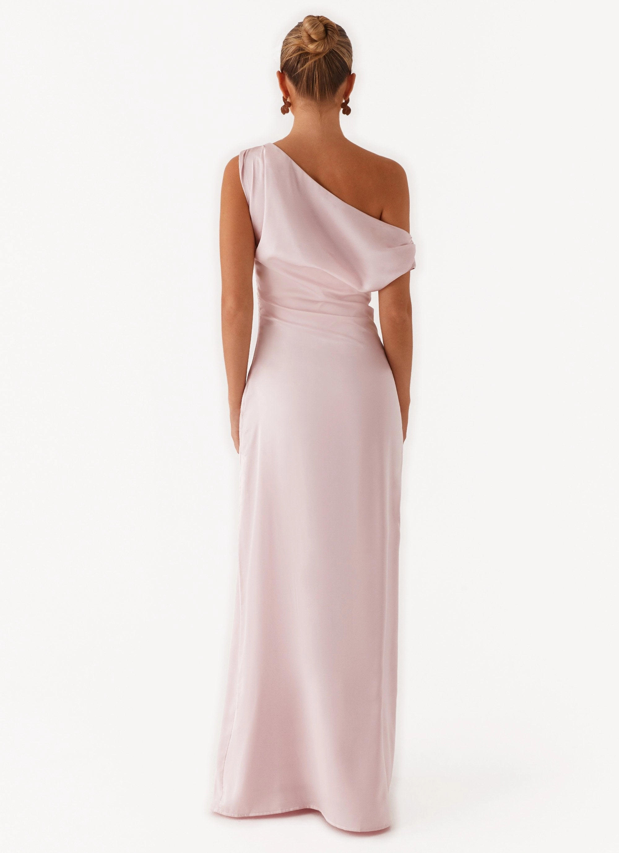 Clean Stitch Influencer-Style Heart Of Glass Satin Maxi Dress - Pink