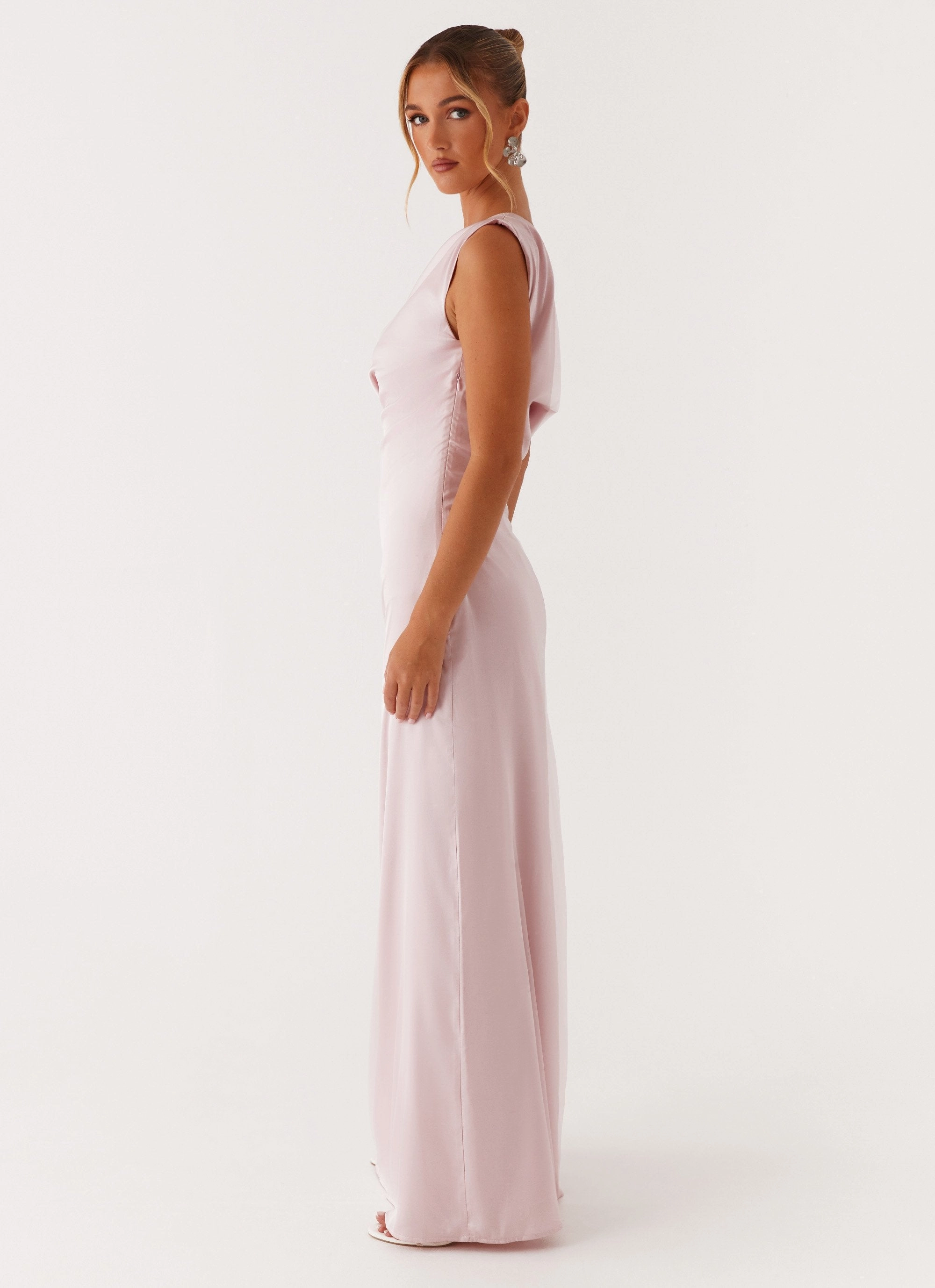 Tiered-Skirt Quick Match Heart Of Glass Satin Maxi Dress - Pink