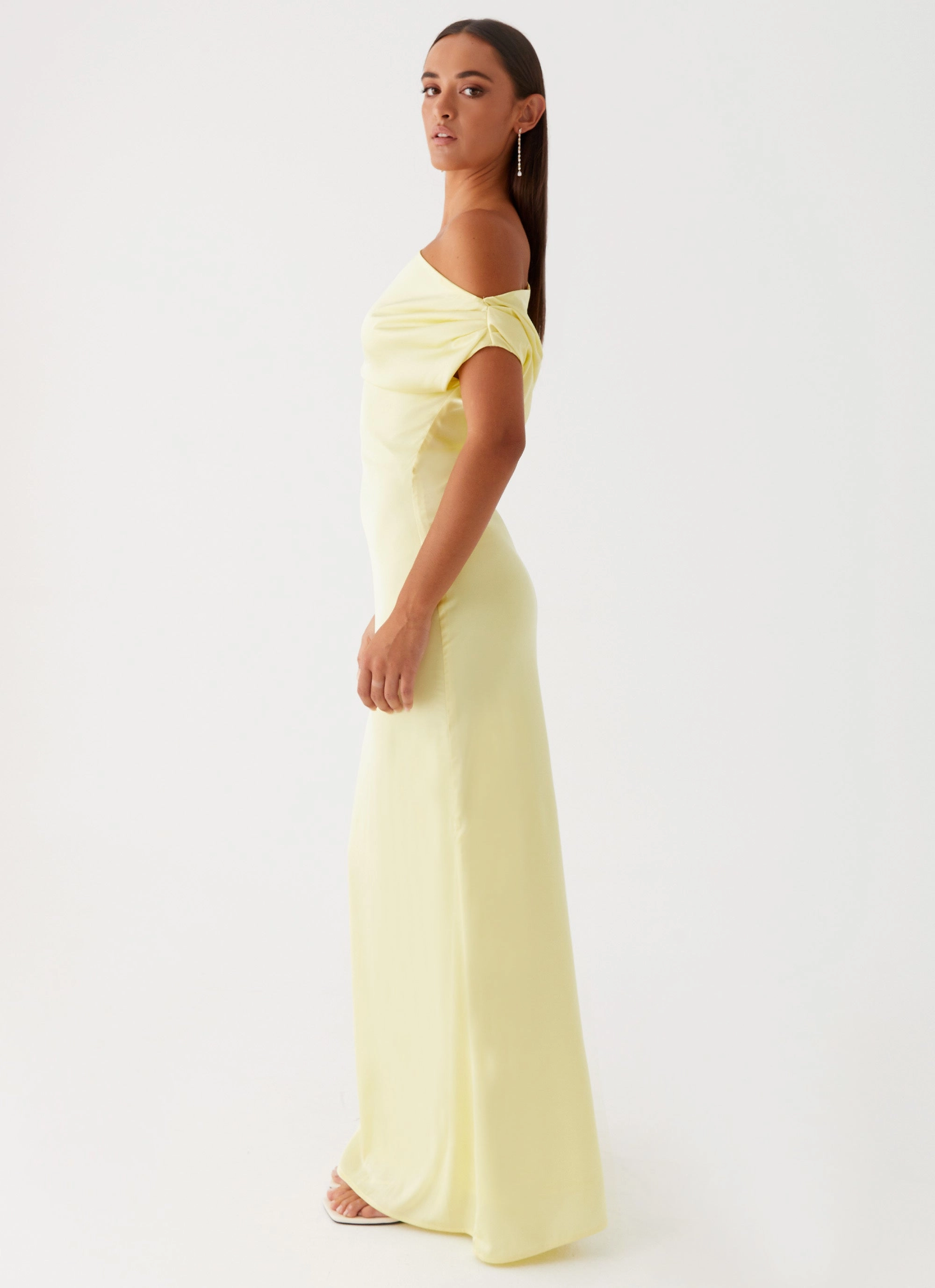 Heart Of Glass Satin Maxi Dress - Yellow Dreamy Flow