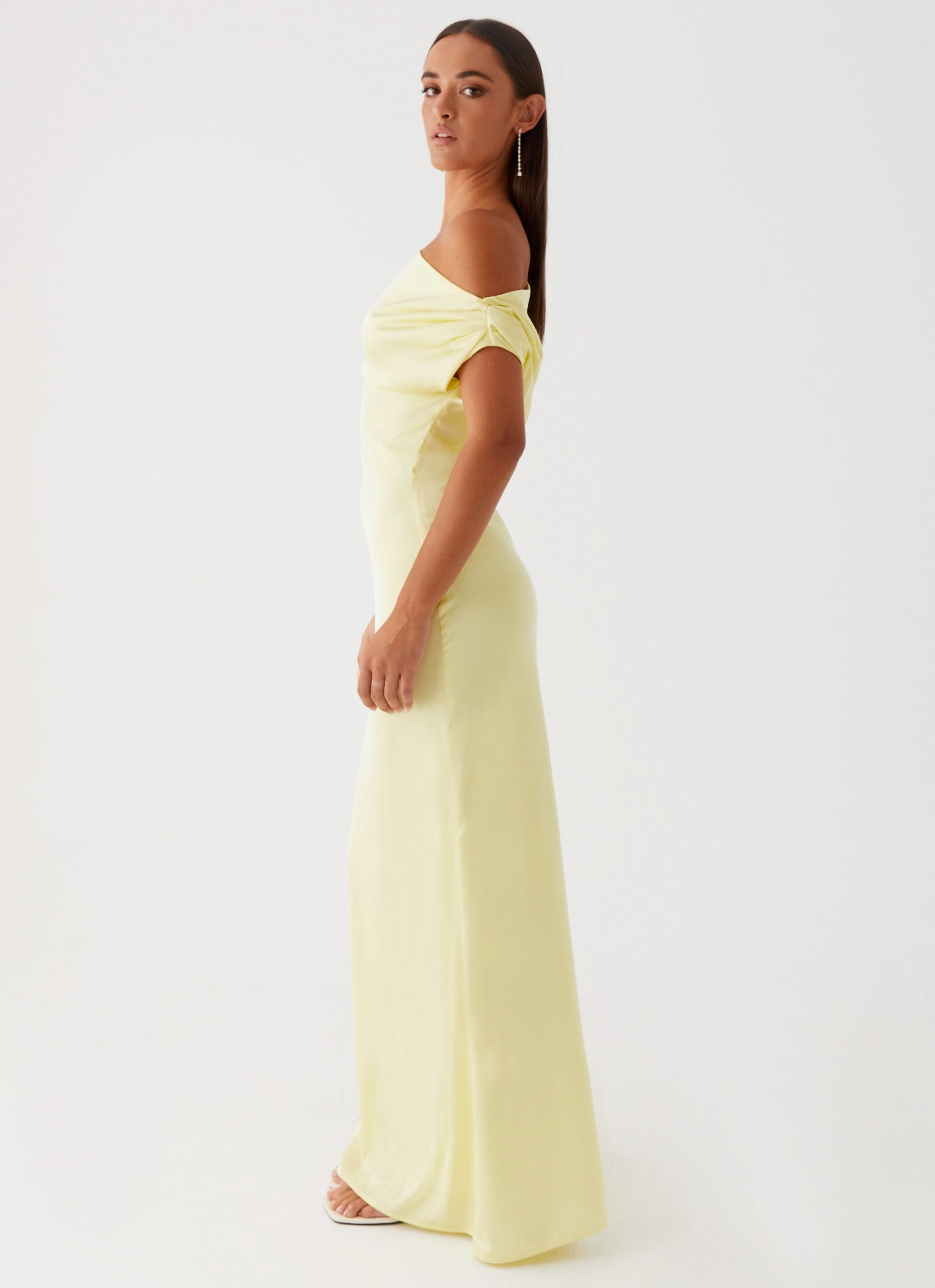Heart Of Glass Satin Maxi Dress - Yellow Magic Day