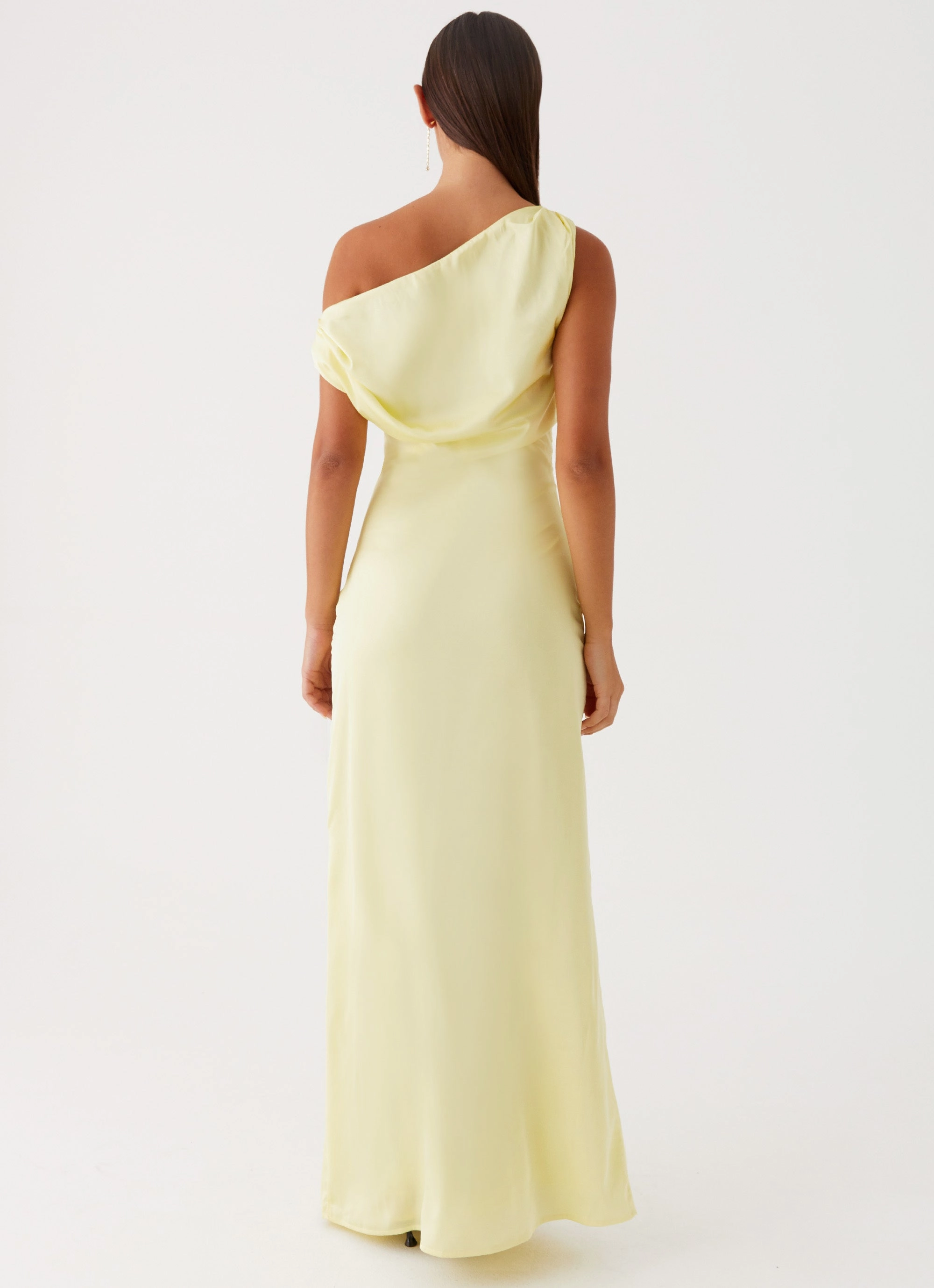 Heart Of Glass Satin Maxi Dress - Yellow Relaxed Movement Kimono-Sleeve