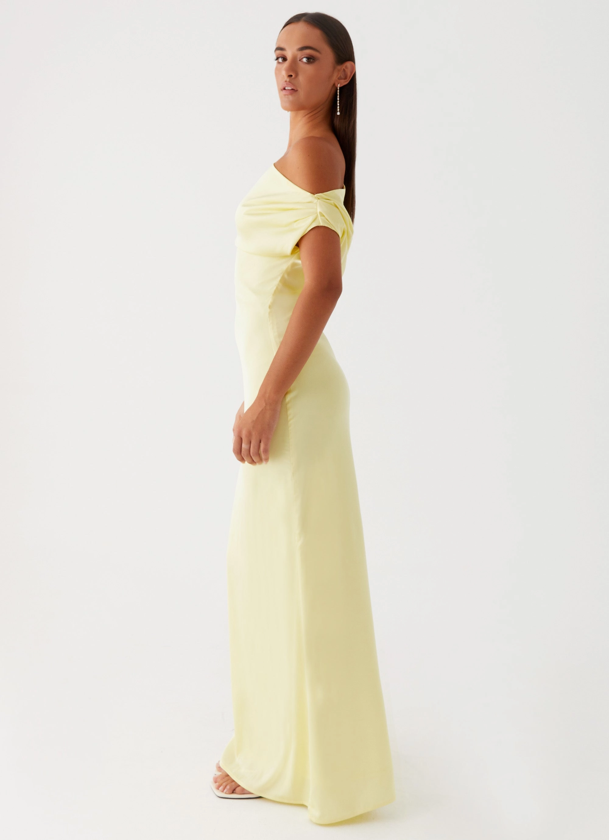 Heart Of Glass Satin Maxi Dress - Yellow Perfect Look Dry-Clean-Only