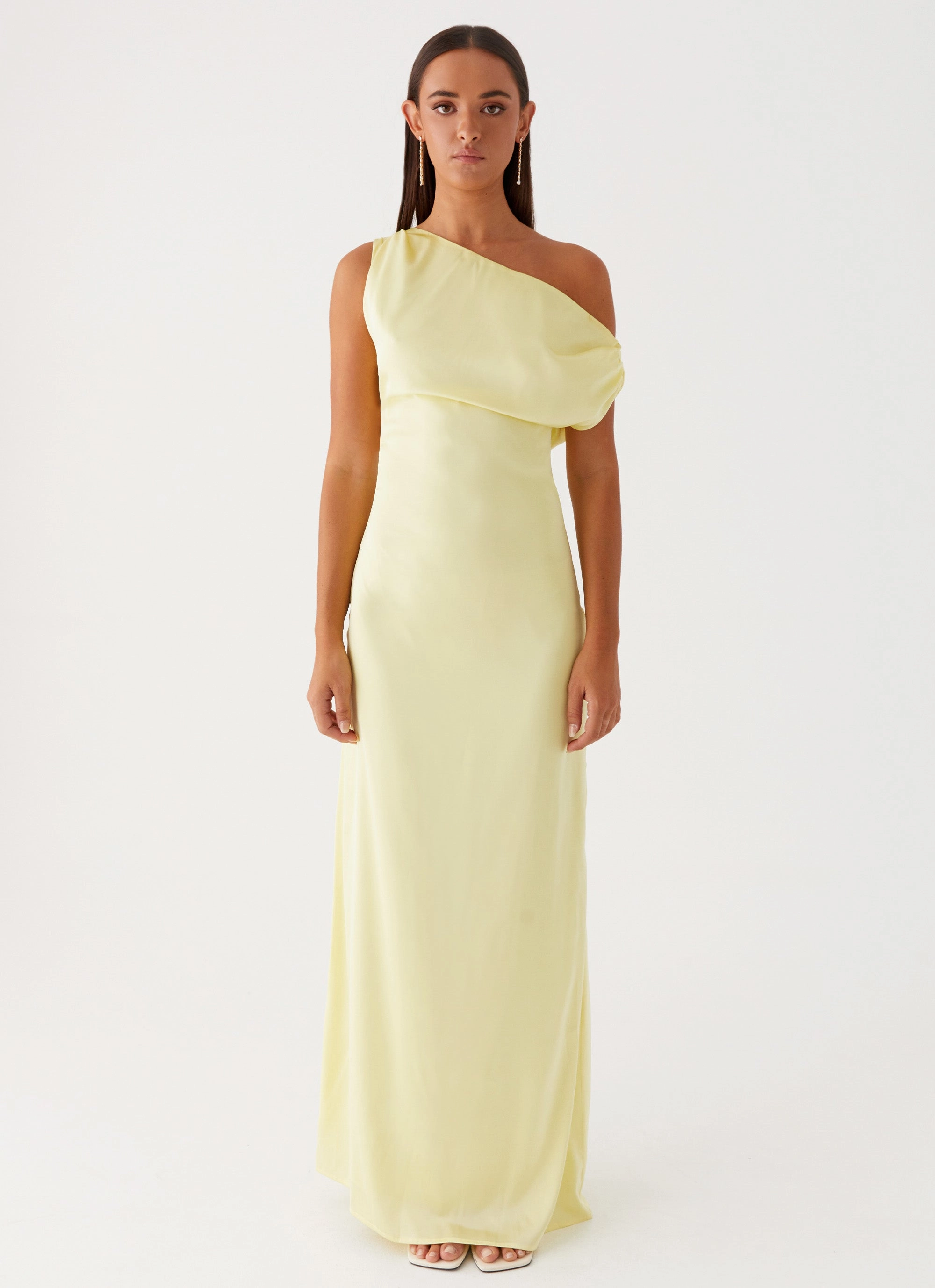 Heart Of Glass Satin Maxi Dress - Yellow Chic Style Wear Fashion Layer