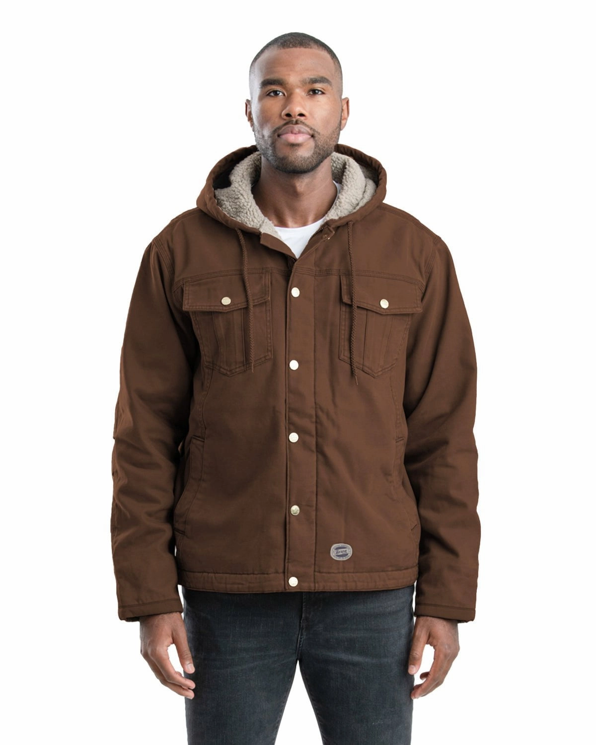 Non Irritating Edging Ventilated Back Berne Mens Vintage Washed Sherpa-Lined Hooded Bark 100% Cotton Jacket