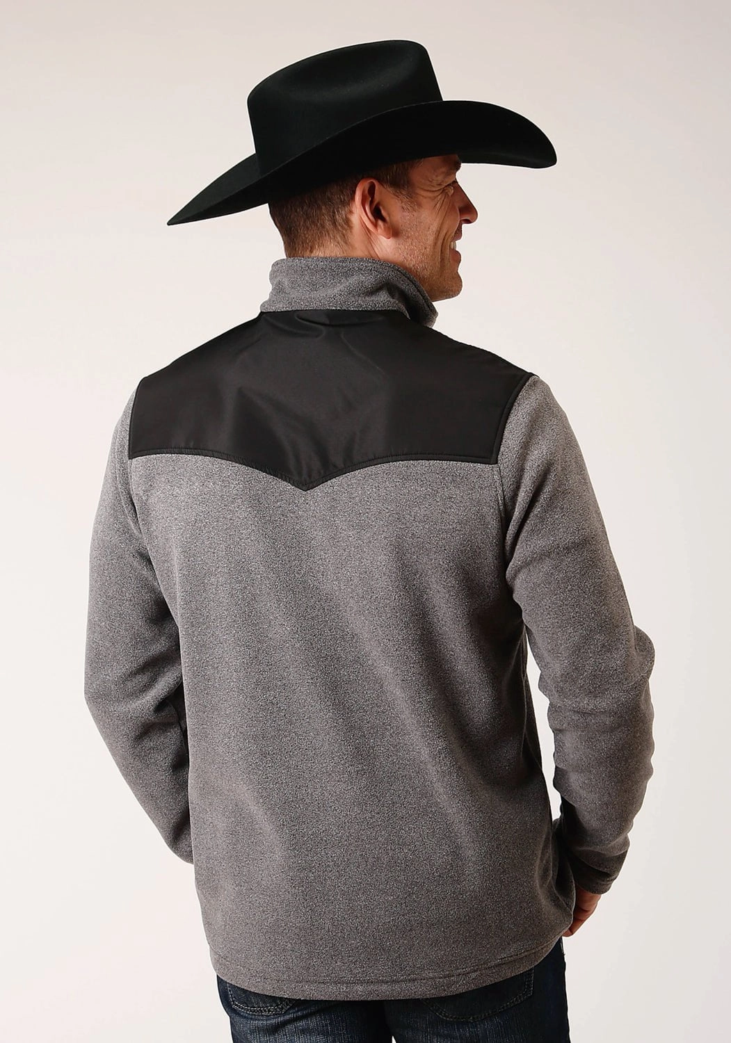 Roper Mens Grey/Black Polyester Micro Fleece Jacket Seamless construction