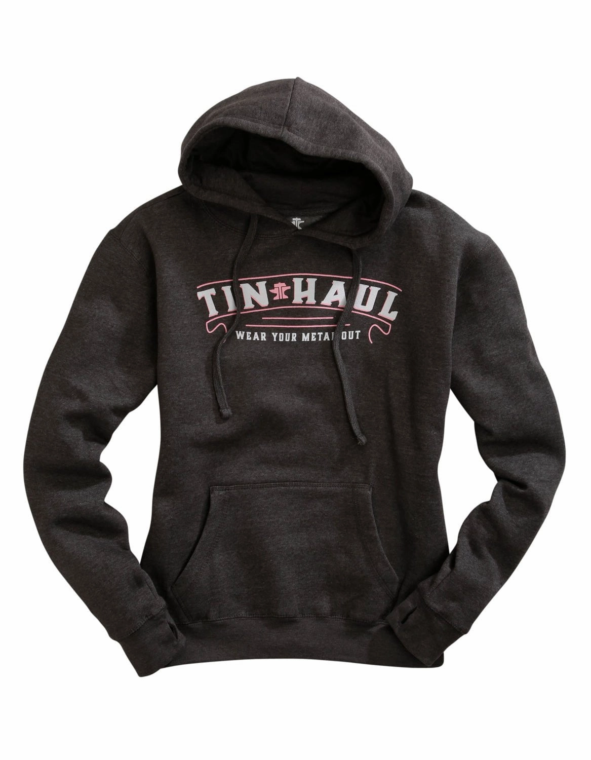 Tin Haul Womens Banner Print Grey Cotton Blend Hoodie Durable zipper pull
