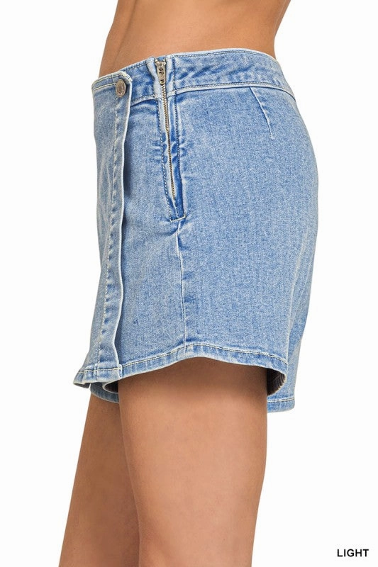 Heather Wrap Front Skort Denim Soft Lining Stylist Pick