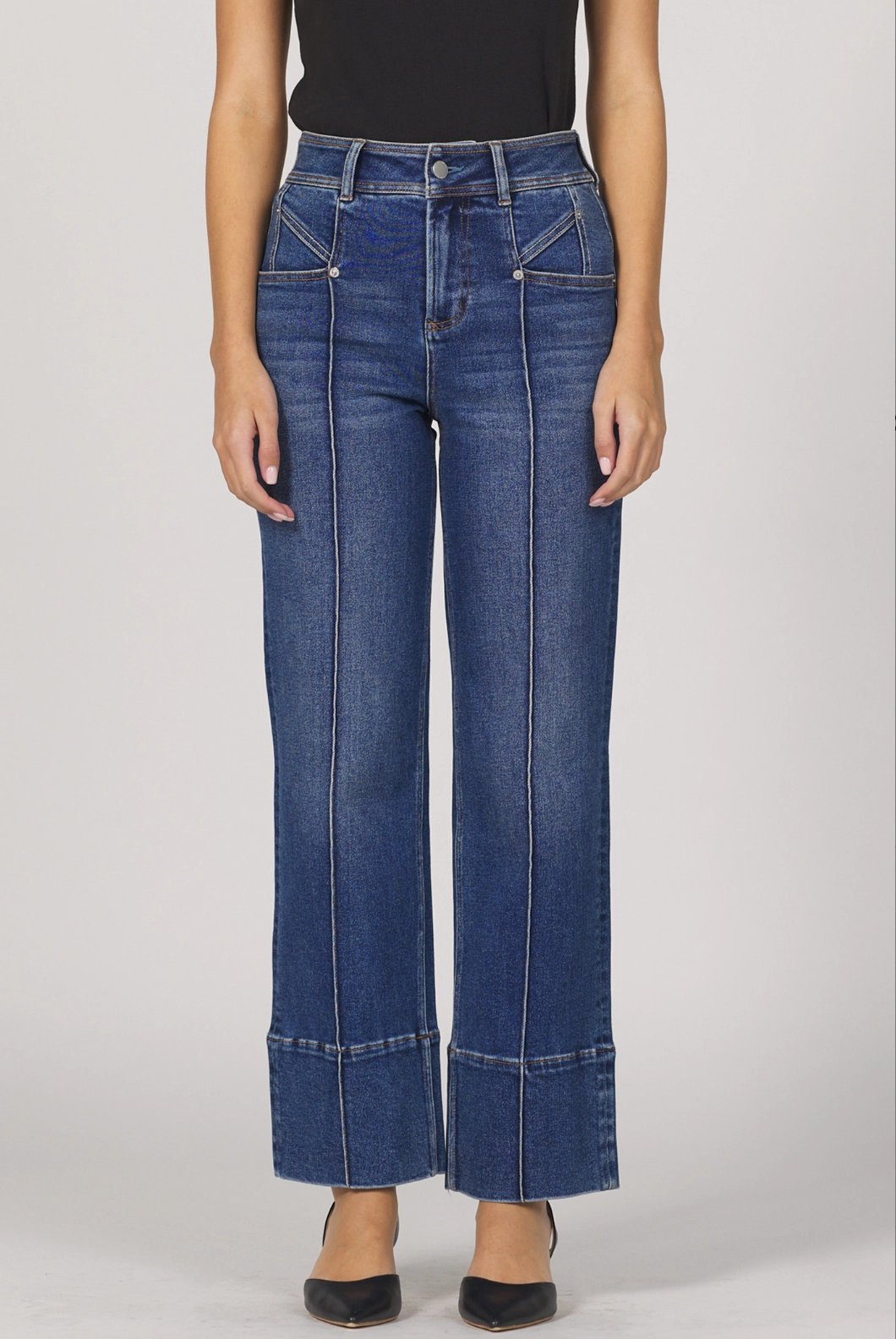 Holly Straight Leg Cuff Jeans - Midtown Adaptive Waistband