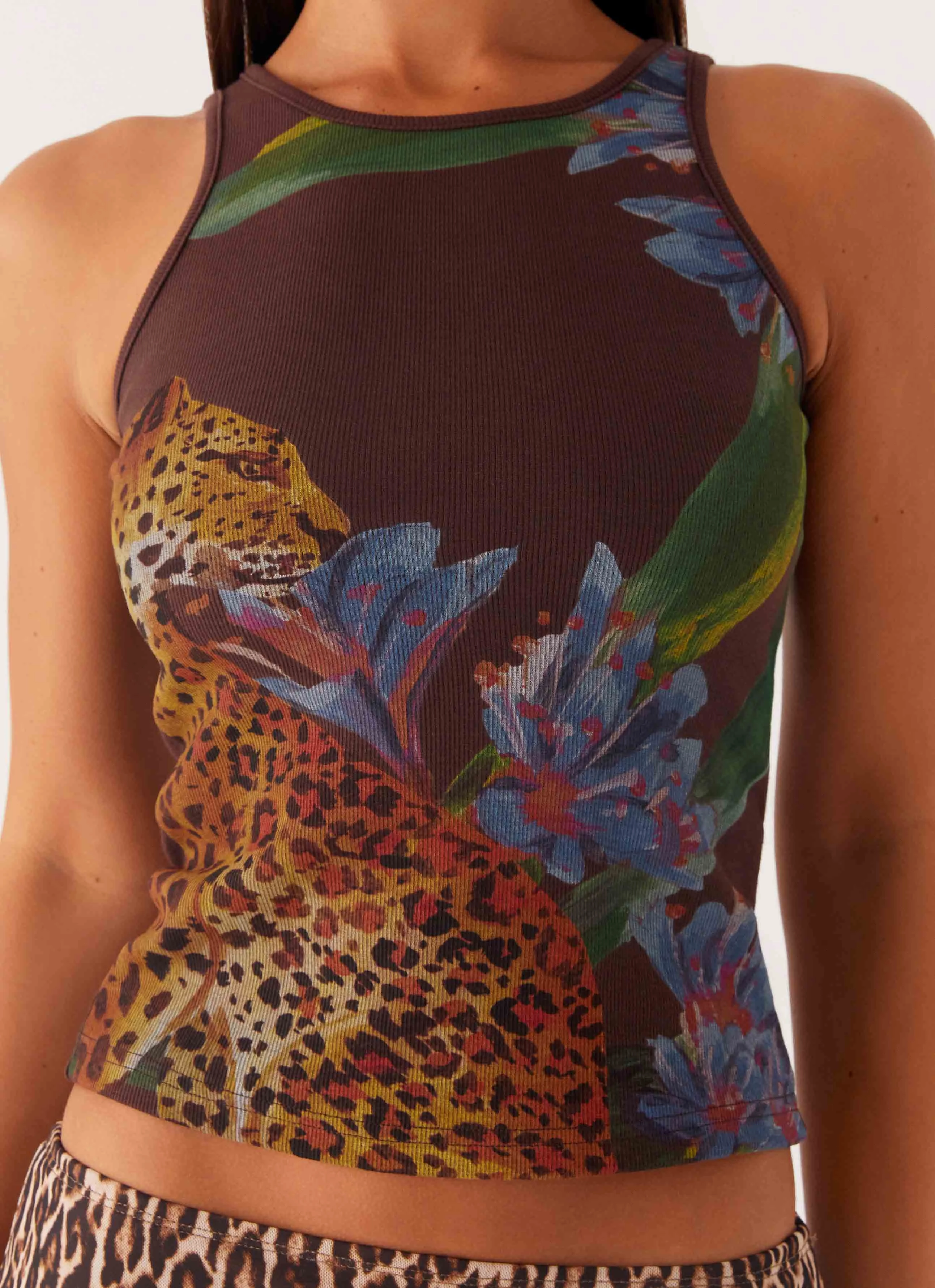 Safari Tank - Chocolate Fitted Tank Comfortable clothing