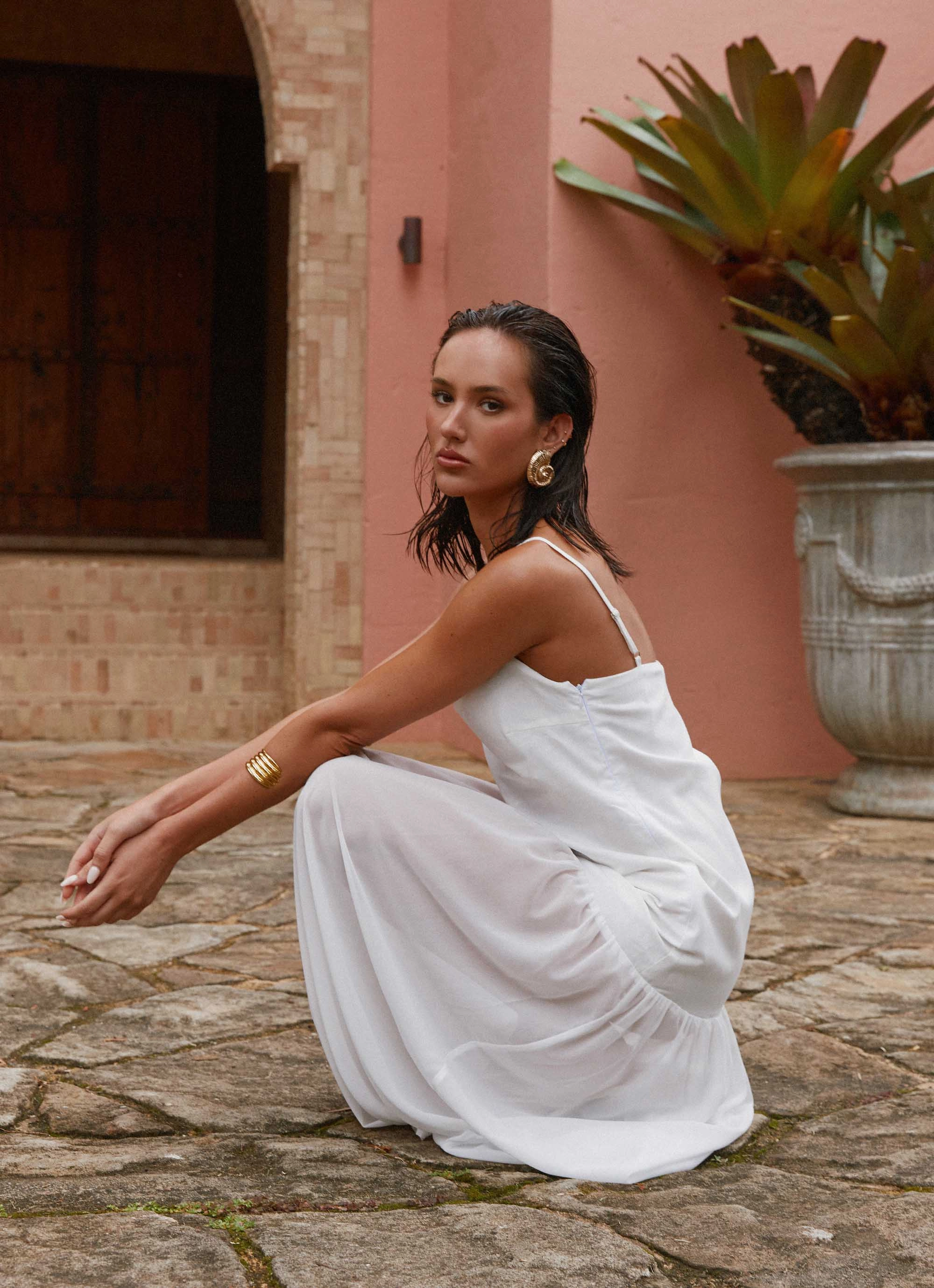 Heavenly Linen Maxi Dress - White Formal Look