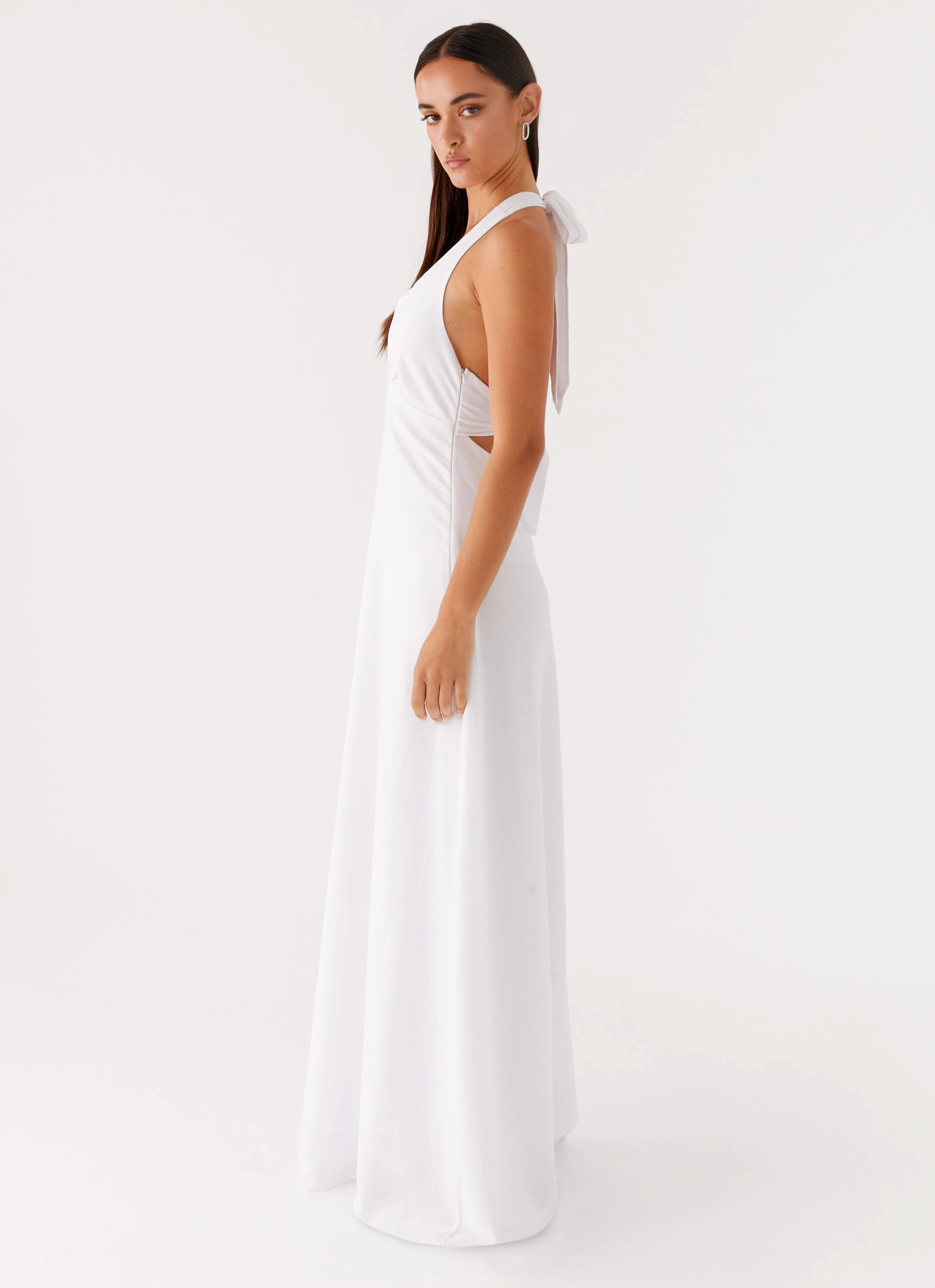 Sage Detail Heavy Hearted Linen Maxi Dress - White