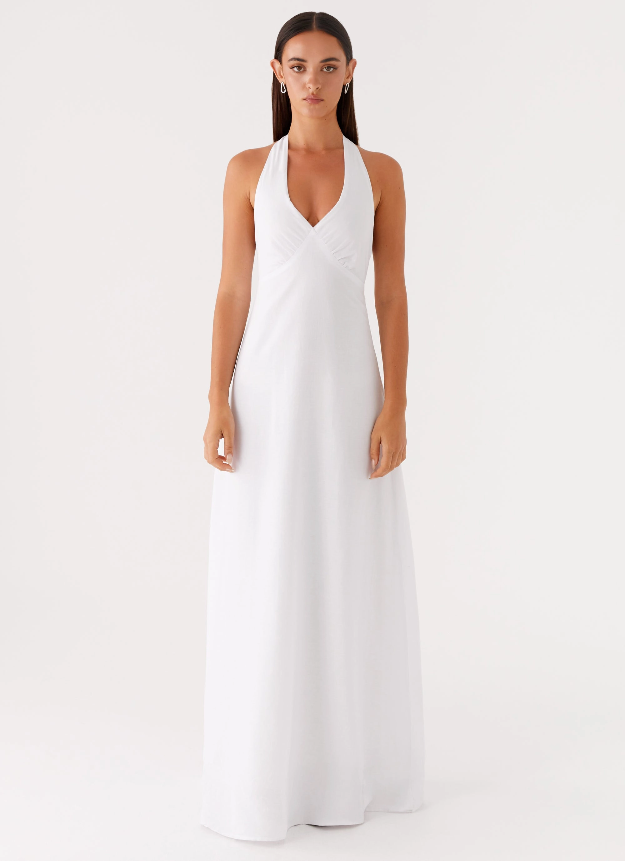 Sheer Light Heavy Hearted Linen Maxi Dress - White