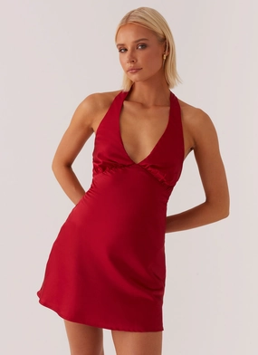 Heavy Hearted Mini Dress - Red Polished and Elegant
