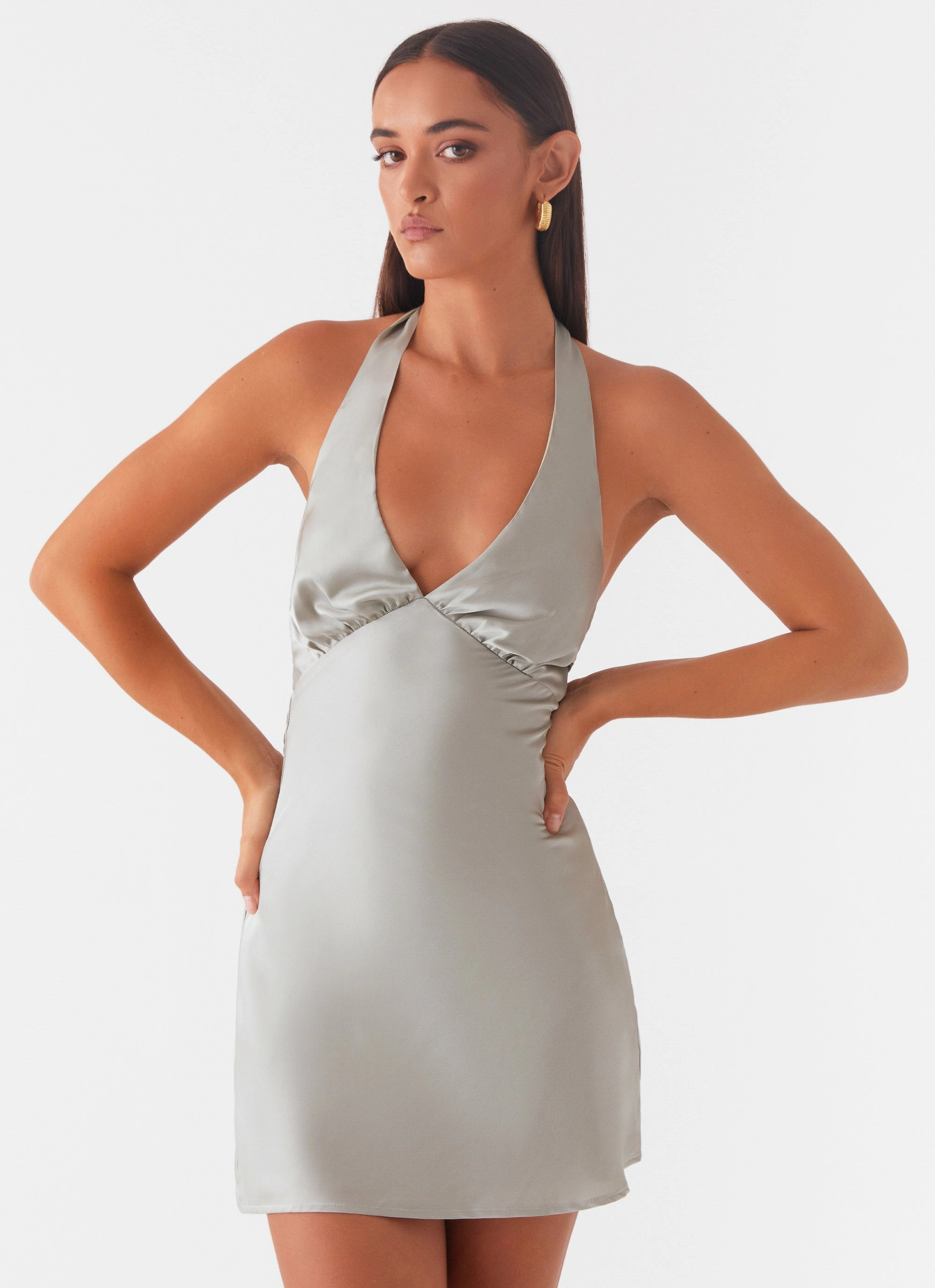 Soft Shape Classic Layering Heavy Hearted Mini Dress - Sage