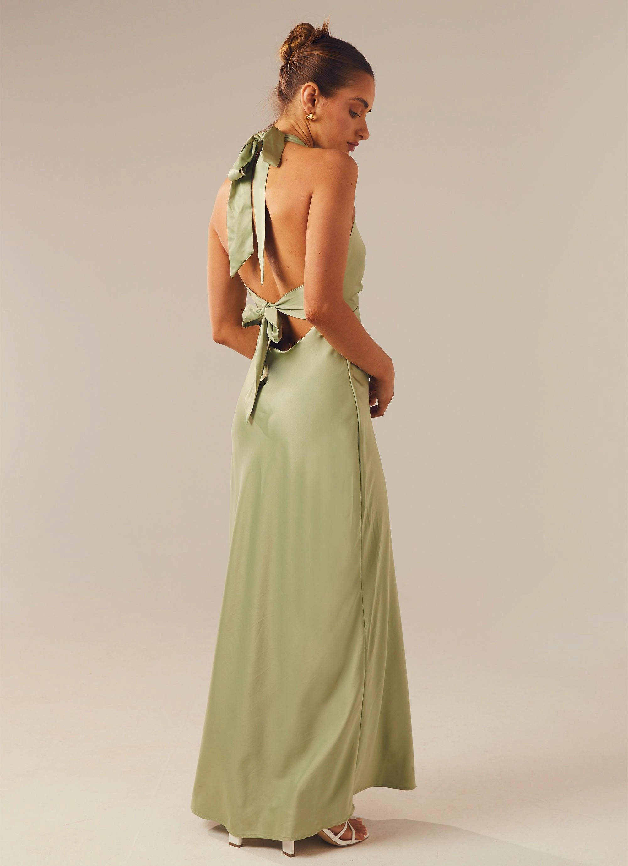 Heavy Hearted Satin Maxi Dress - Sage Perfect Style