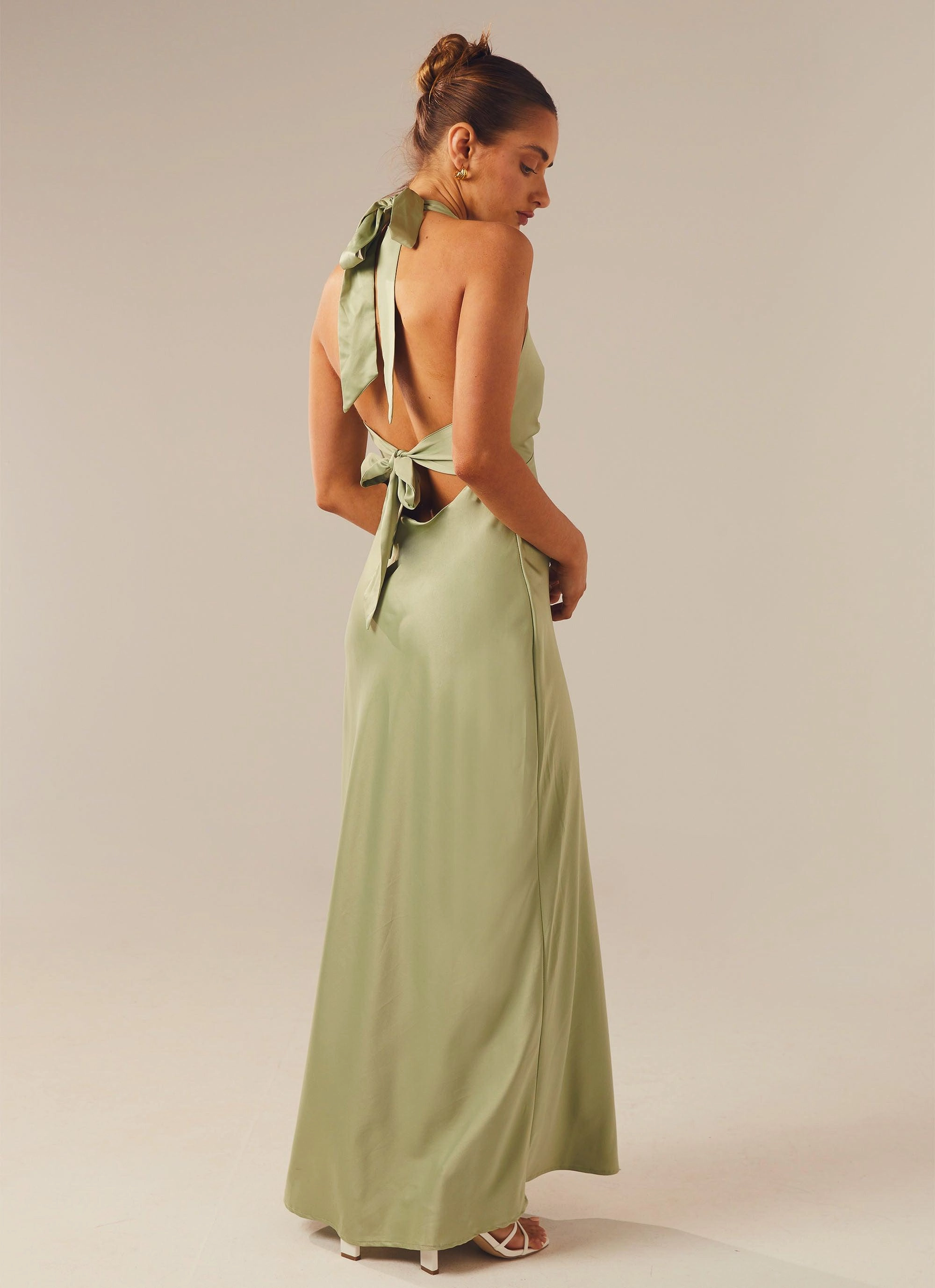 Heavy Hearted Satin Maxi Dress - Sage Fresh Fit