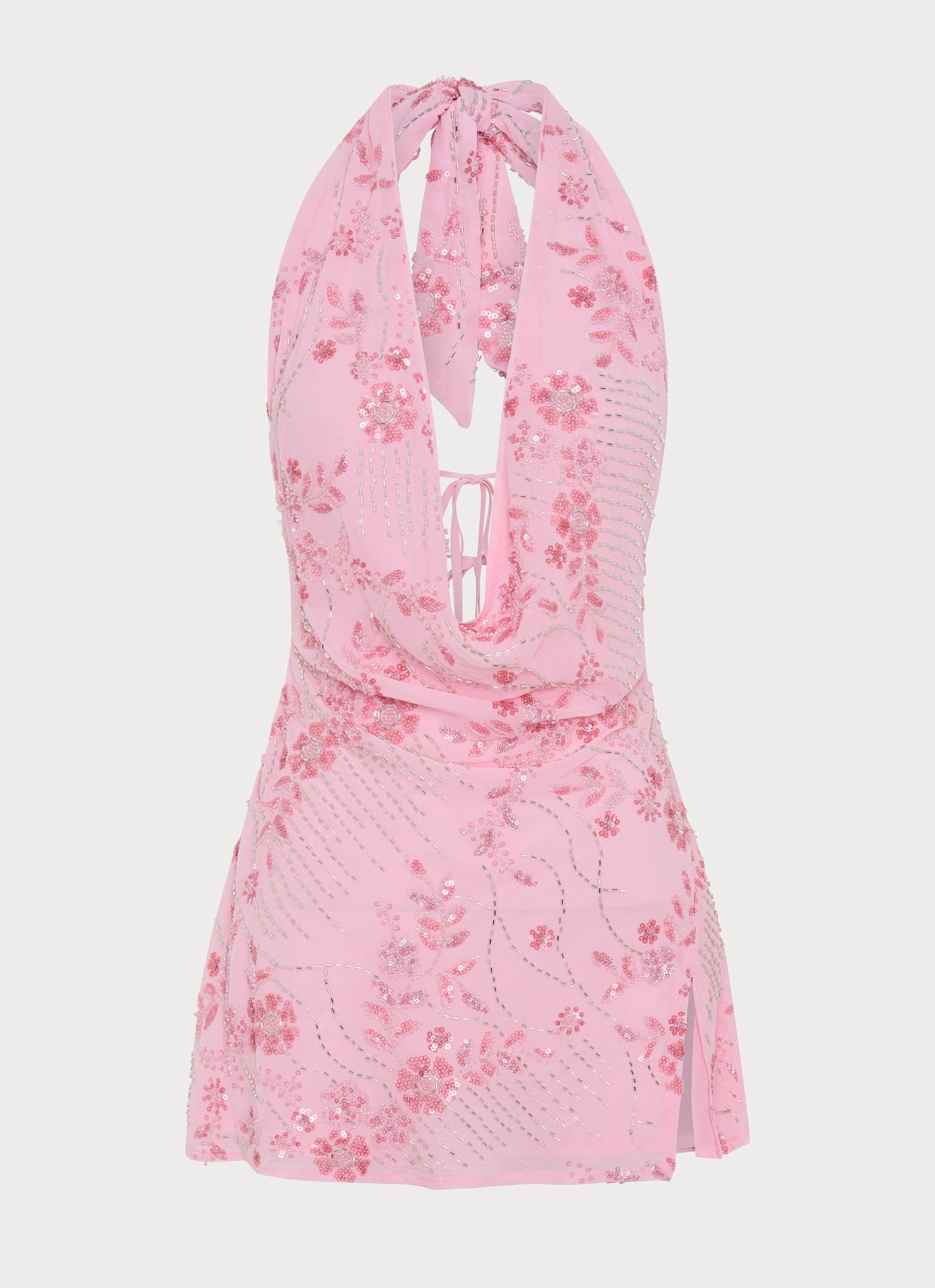 Cinzia Beaded Mini Dress - Pink Clean Fit