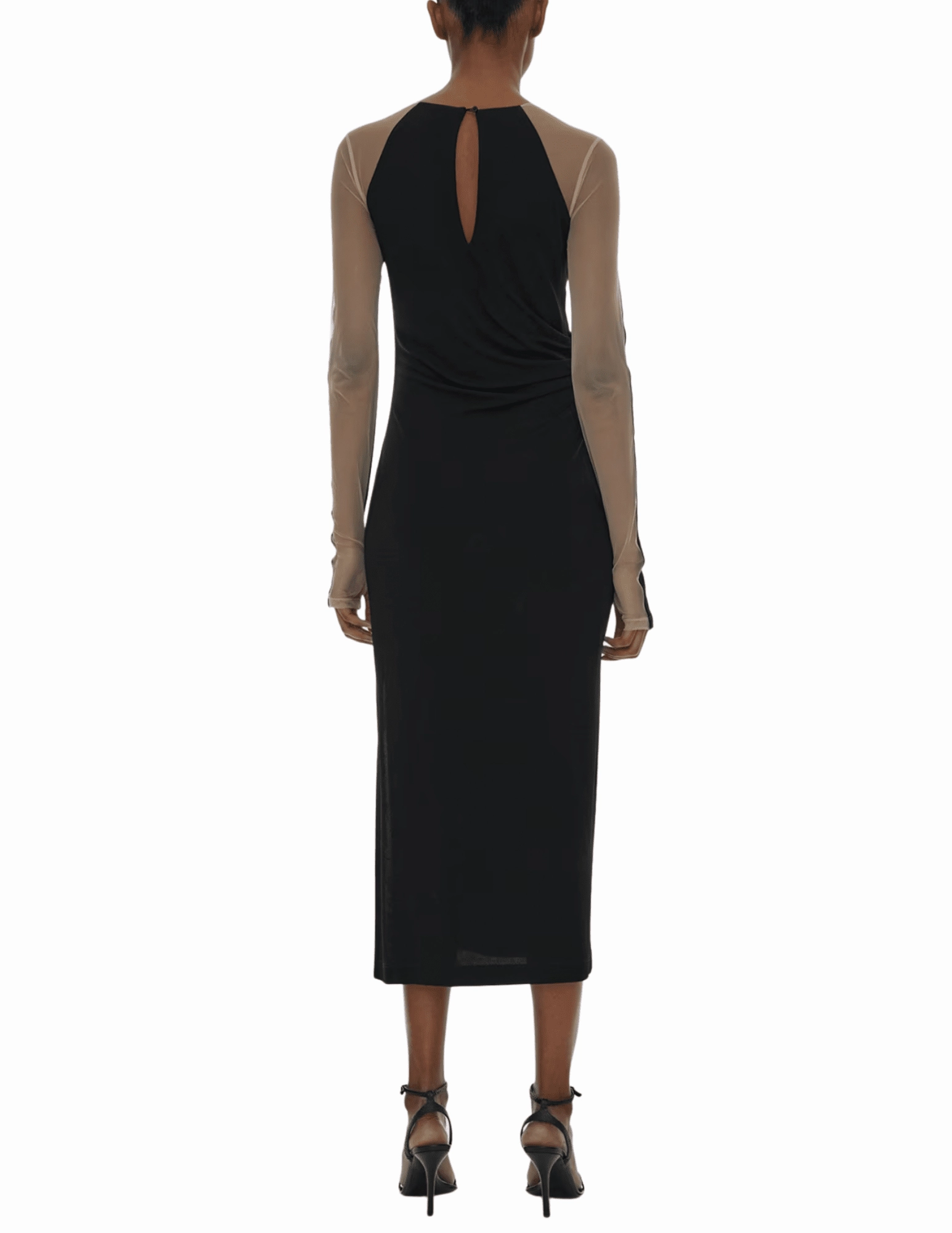 Helmut Lang Sheer Sleeve Midi Dress Form Fit