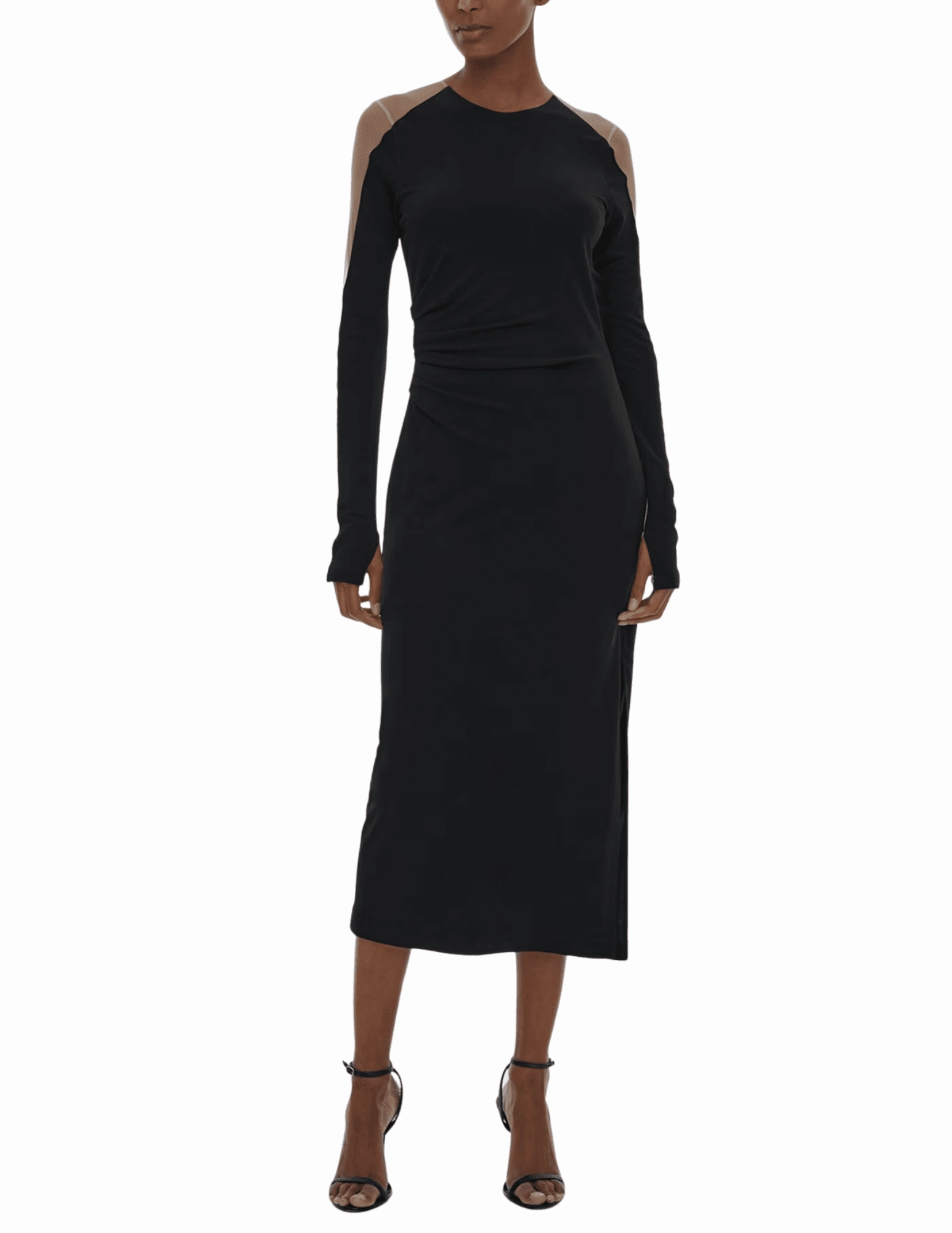 Stylish Look Water Resistant Helmut Lang Sheer Sleeve Midi Dress