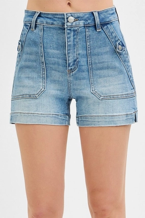 hypoallergenic material Hypoallergenic fabric Henry High Rise Patched Pocket Shorts S-XL