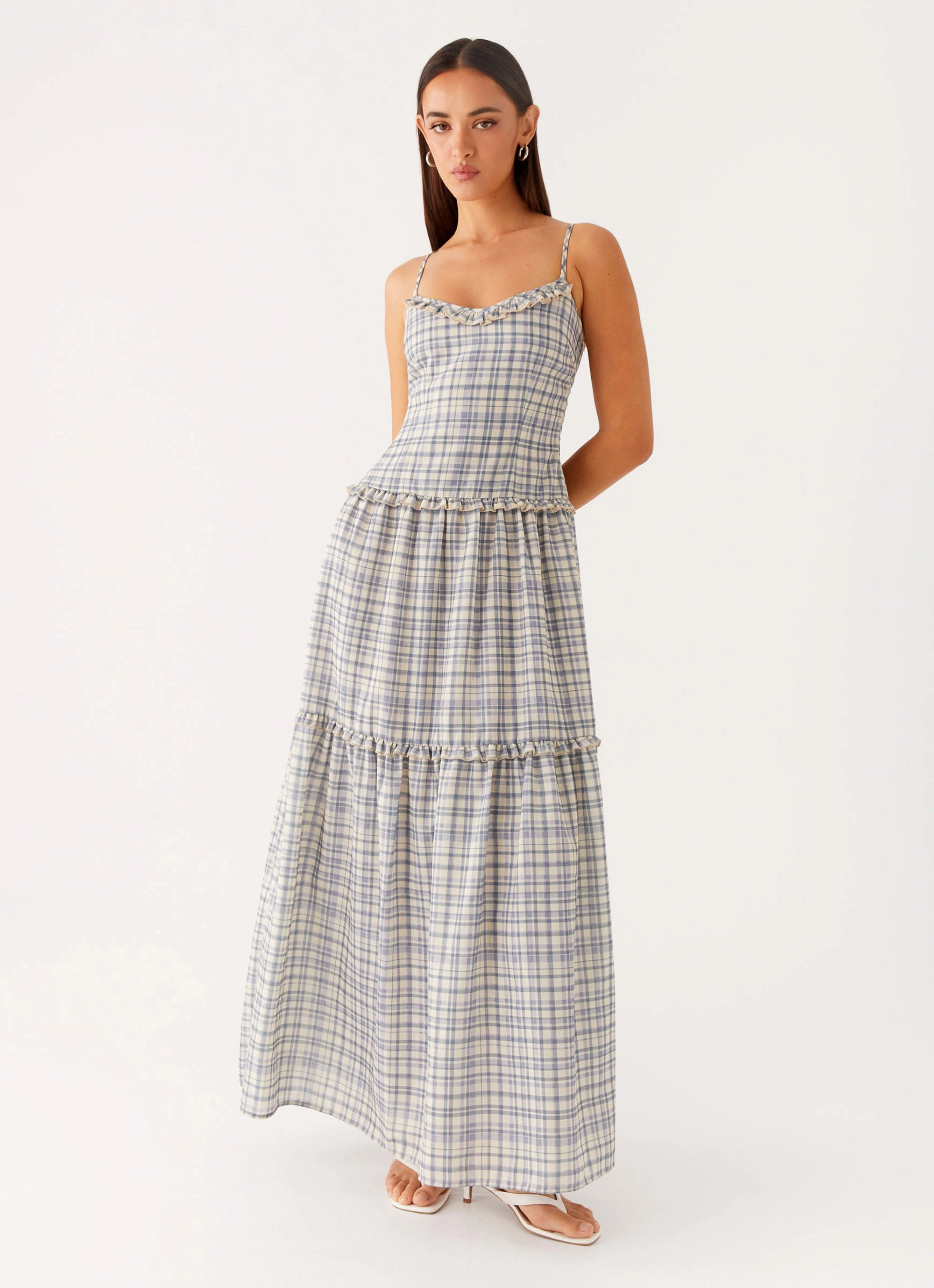 Hermie Midi Dress - Check Cool Drape