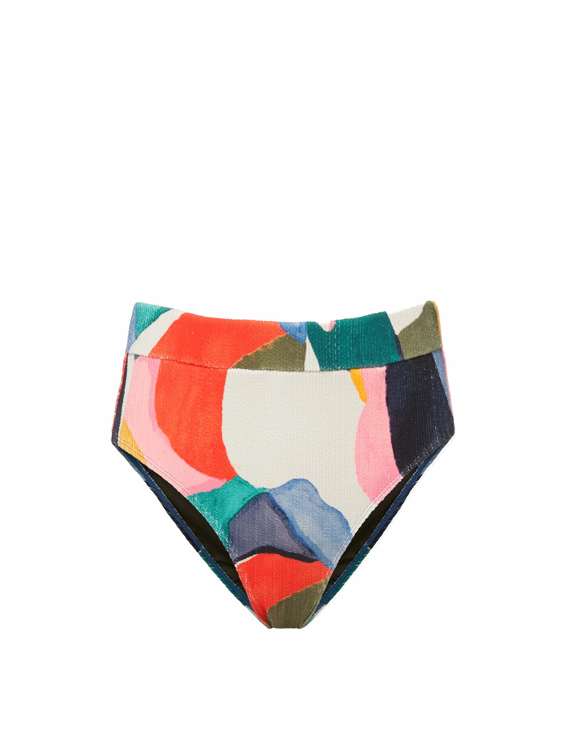 Hi Leg Hi Waist Bottom In Carta Colorblock Texture Latest Trend