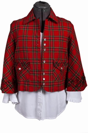 Mold resistant Erasable Stains Treatment Scully Womens Red 100% Wool Tartan Plaid Jacket
