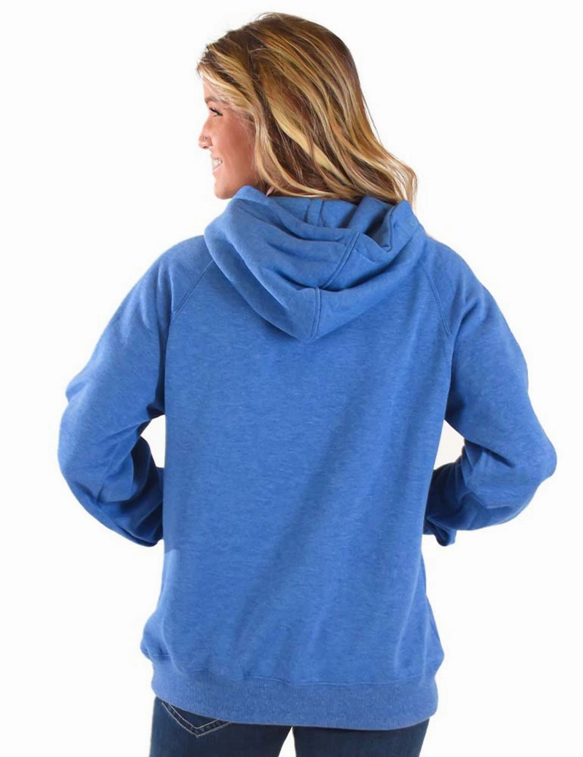 Cowgirl Tuff Womens Empowered Royal Blue Poly/Rayon Hoodie No Roll Collar Technology