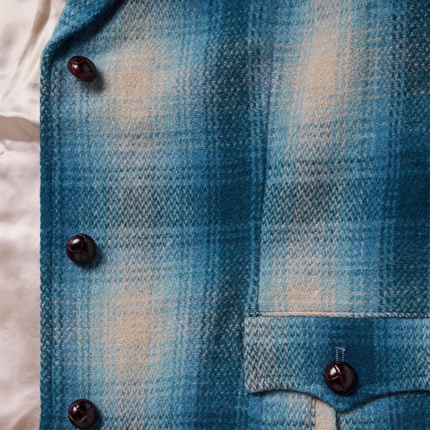 VentilatedBackPanel BondedZipperGuards Stetson Womens Western Plaid Blazer Navy 100% Wool Wool Jacket