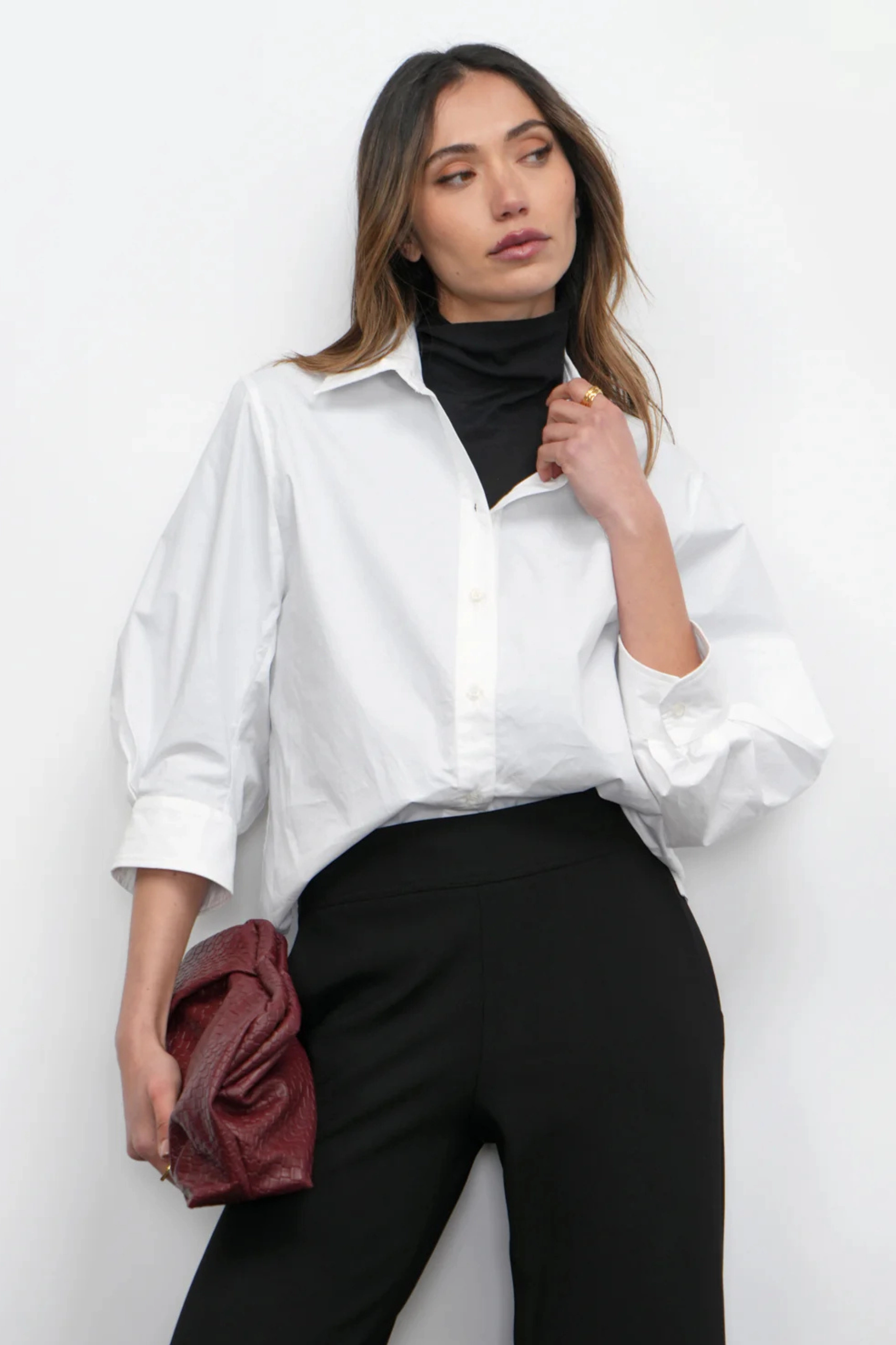 Thea Oversized Button Down Shirt - White NonRestrictive Cut