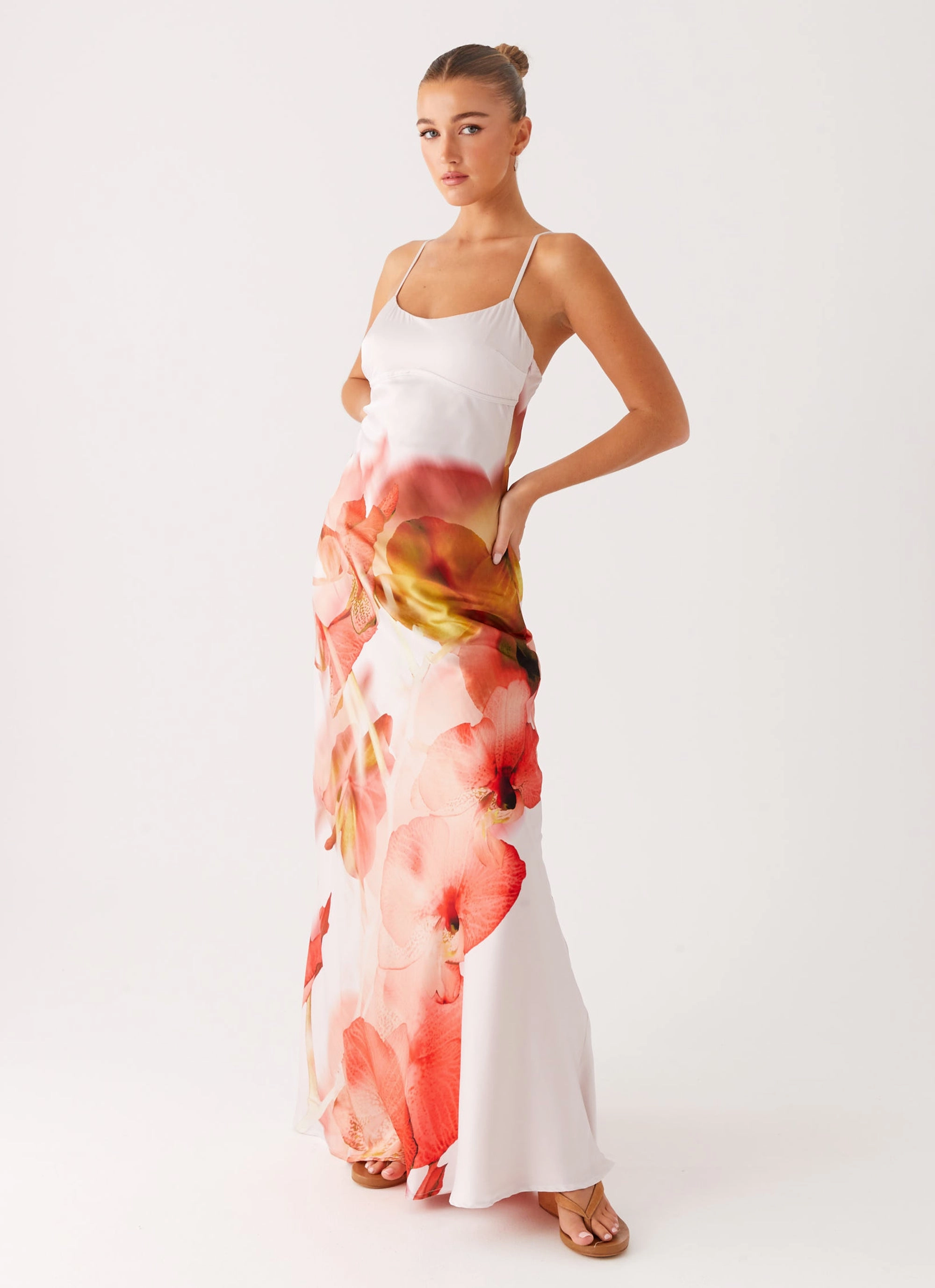 Pacha Maxi Dress - Peach Rose Satin-Finish Quiet Glow