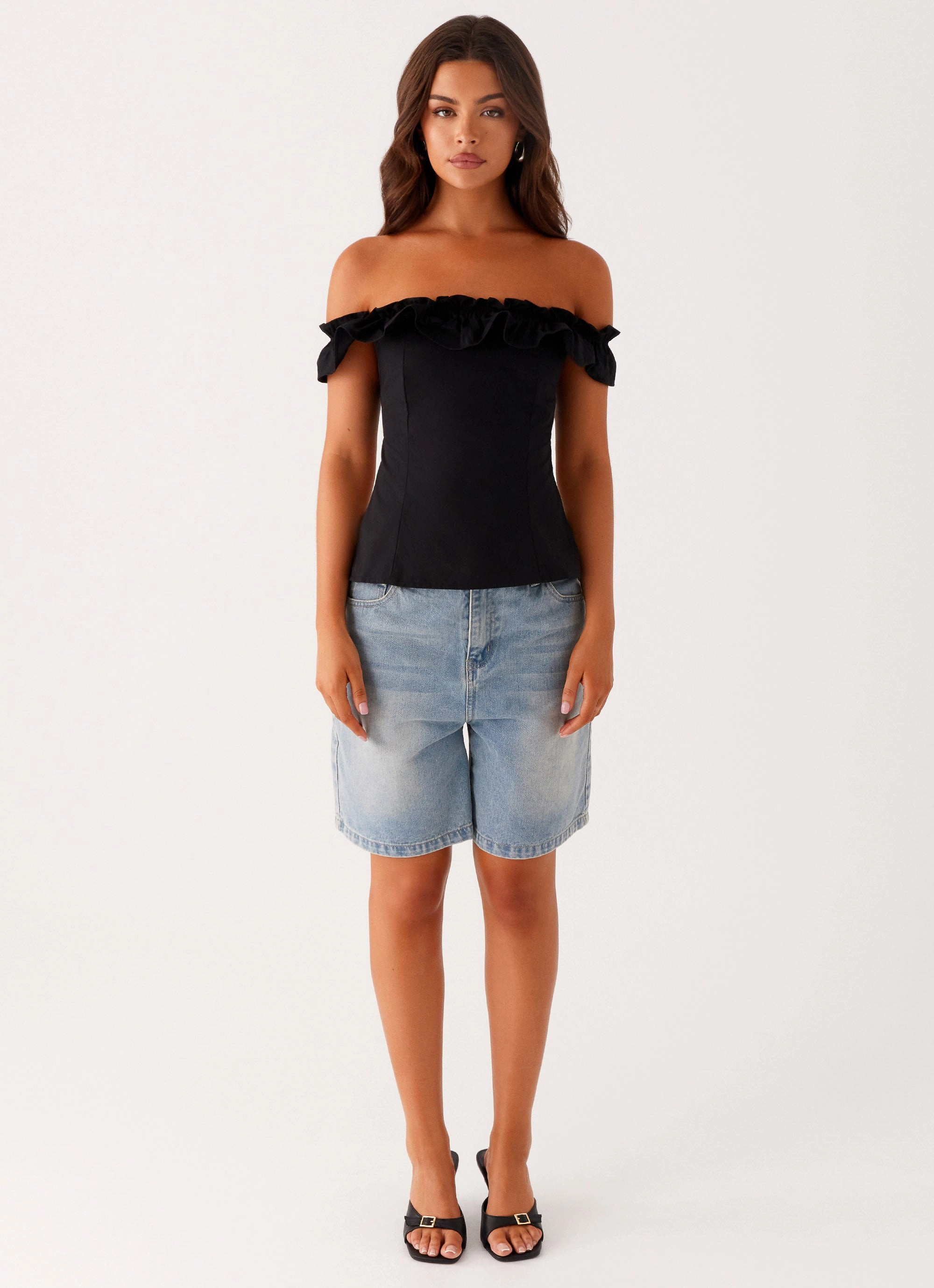 Yarn Dyed Pattern Cloth ShockAbsorbing Gwyneth Top - Black