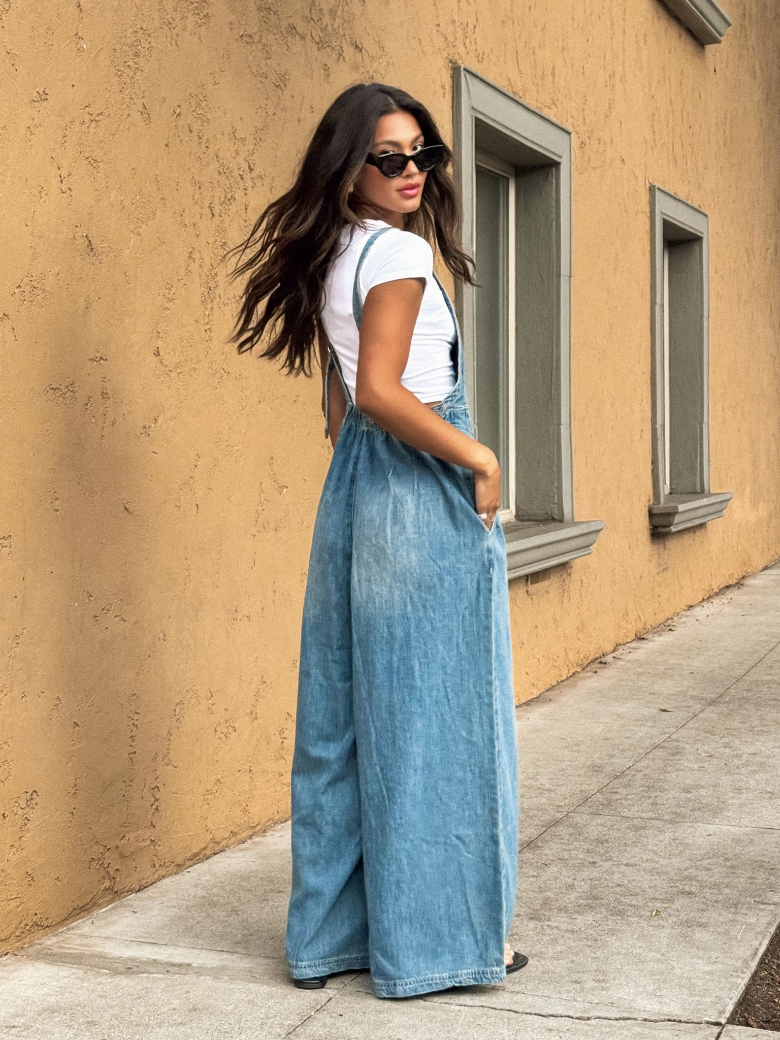 Cambria Wide Leg Denim Overalls engineers