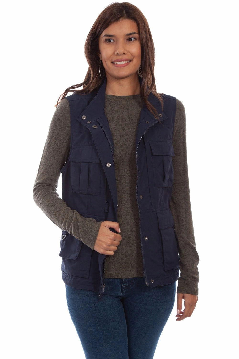 Scully Womens Midnight Sky Nylon Multi-Pocket Vest Classic Urban Wear
