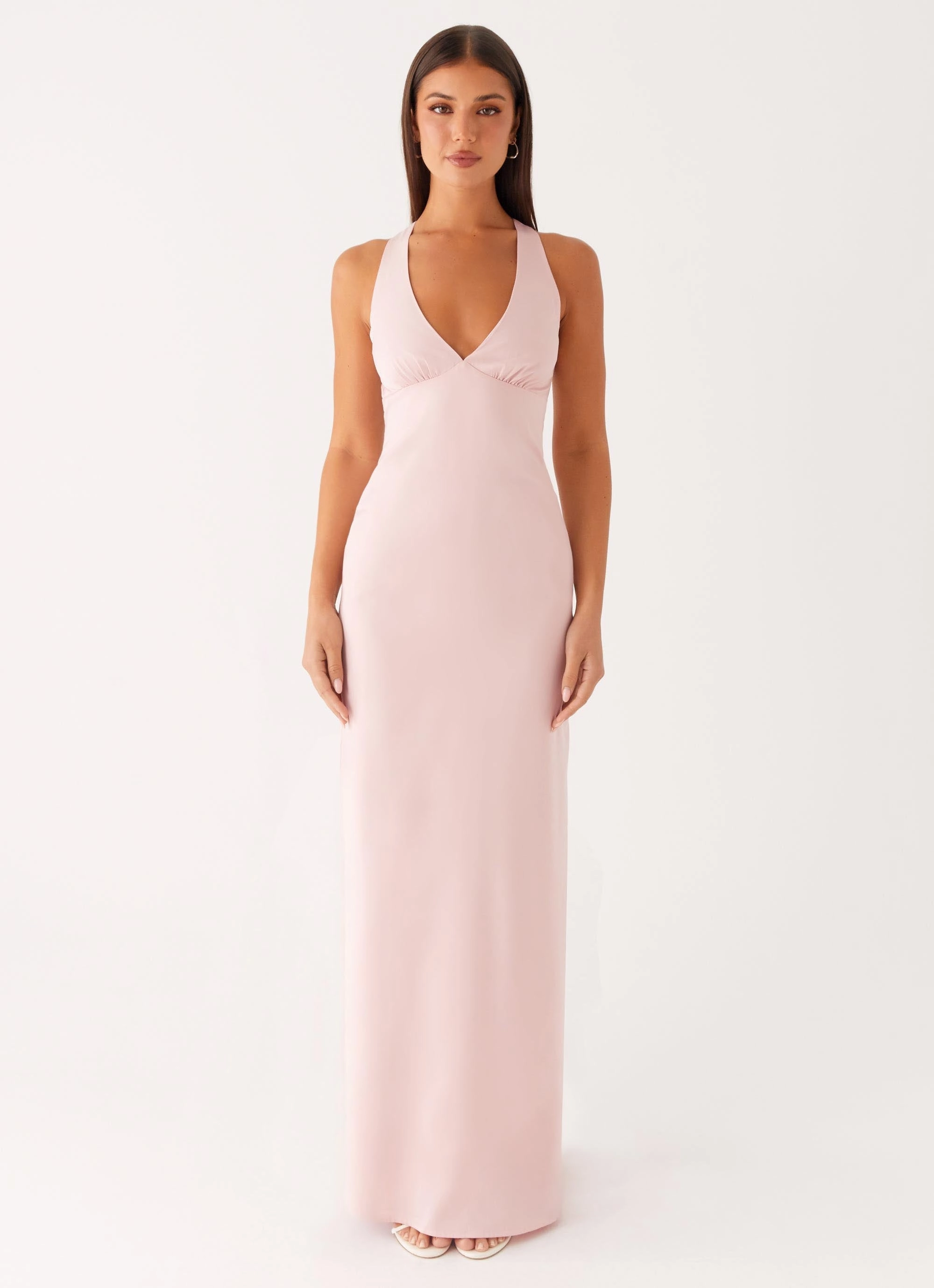Light Weave Desi Halterneck Maxi Dress - Pink