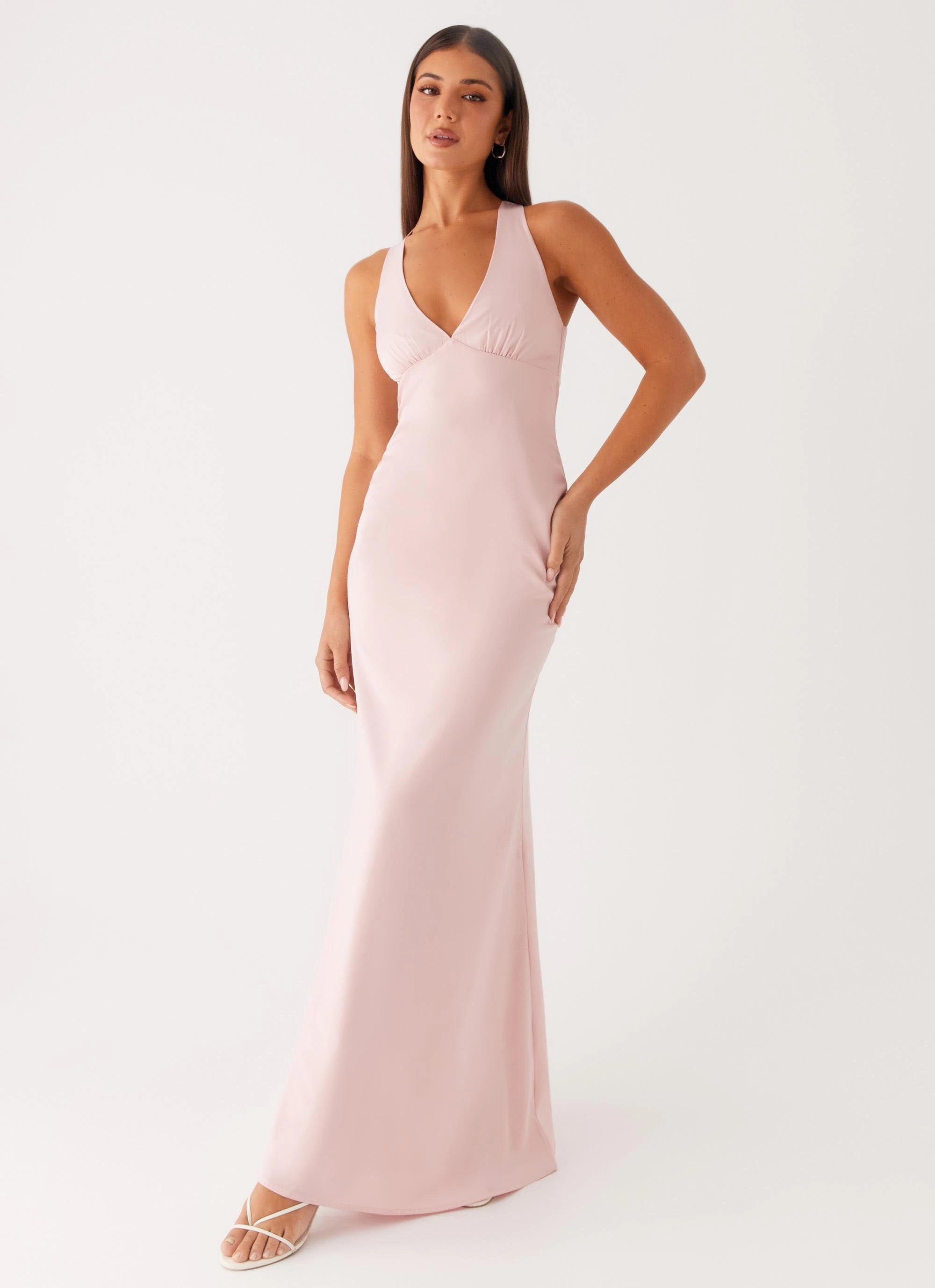Tasteful Detail Modern Style Desi Halterneck Maxi Dress - Pink