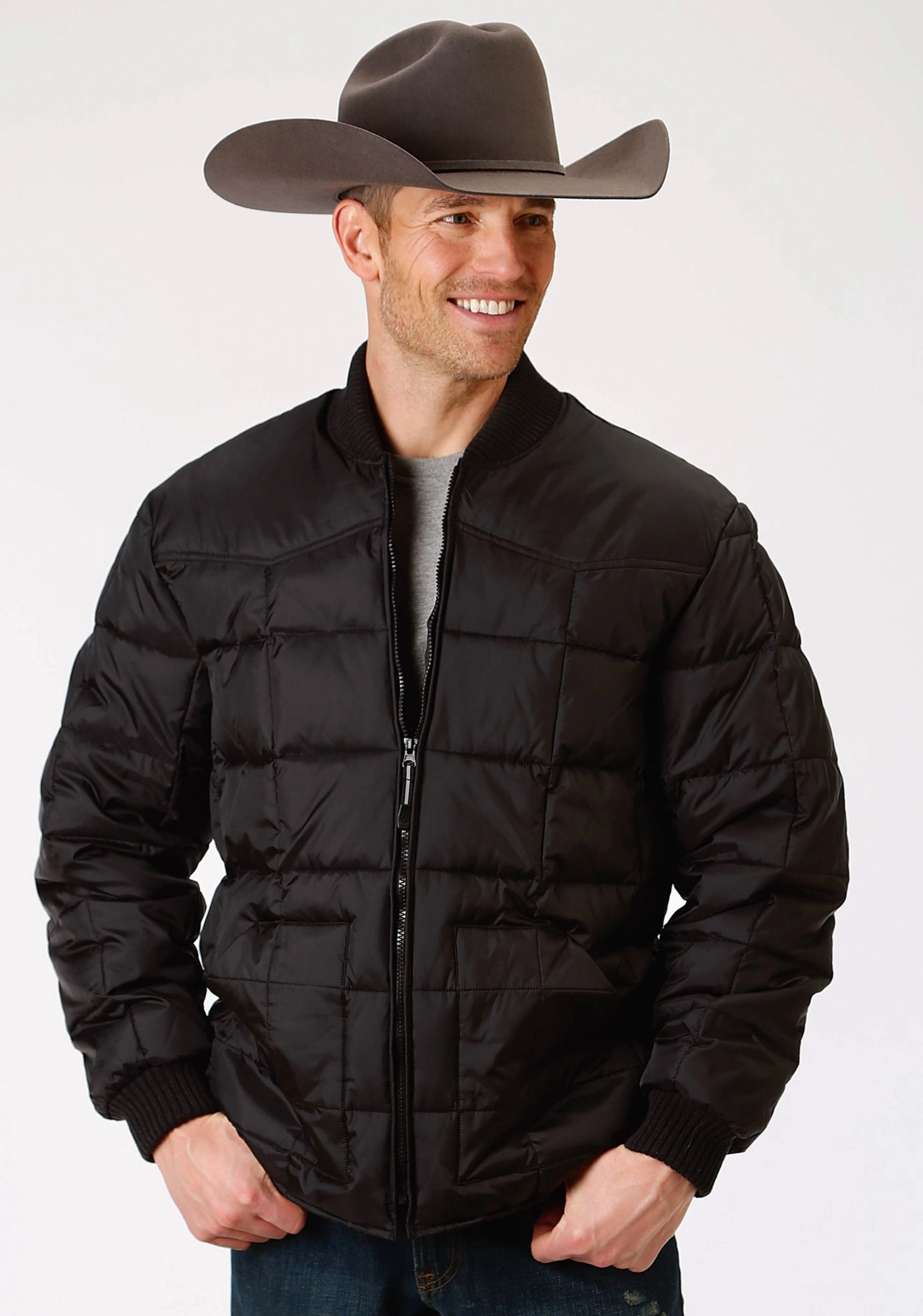 Comfortable fit Moisture Wicking Inner Roper Mens Black Polyester Insulated Rangegear Jacket