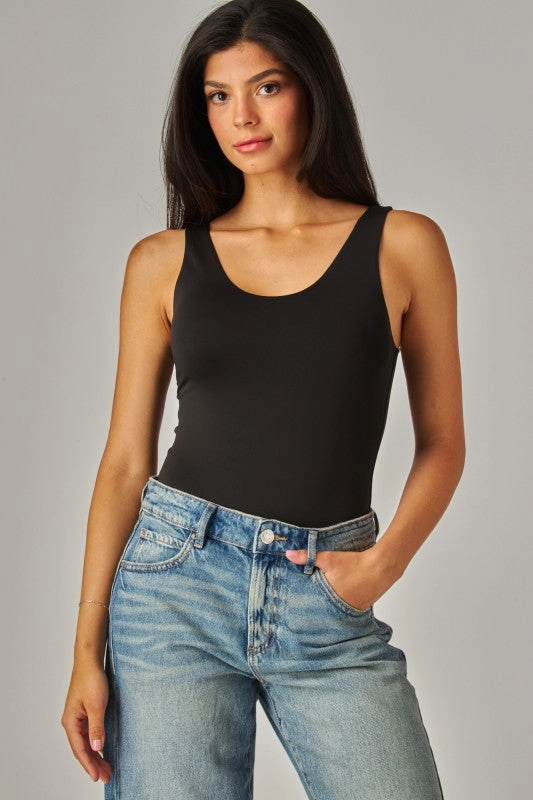 Libby Contour Double Layered Tank Bodysuit Double Layered Collar