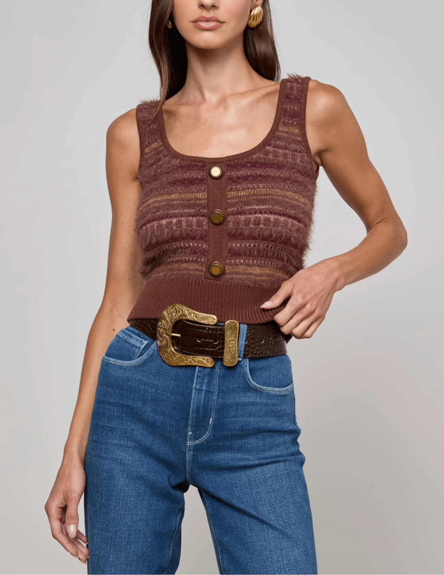 All Time Use L'AGENCE Galene Mixed Stitch Tank