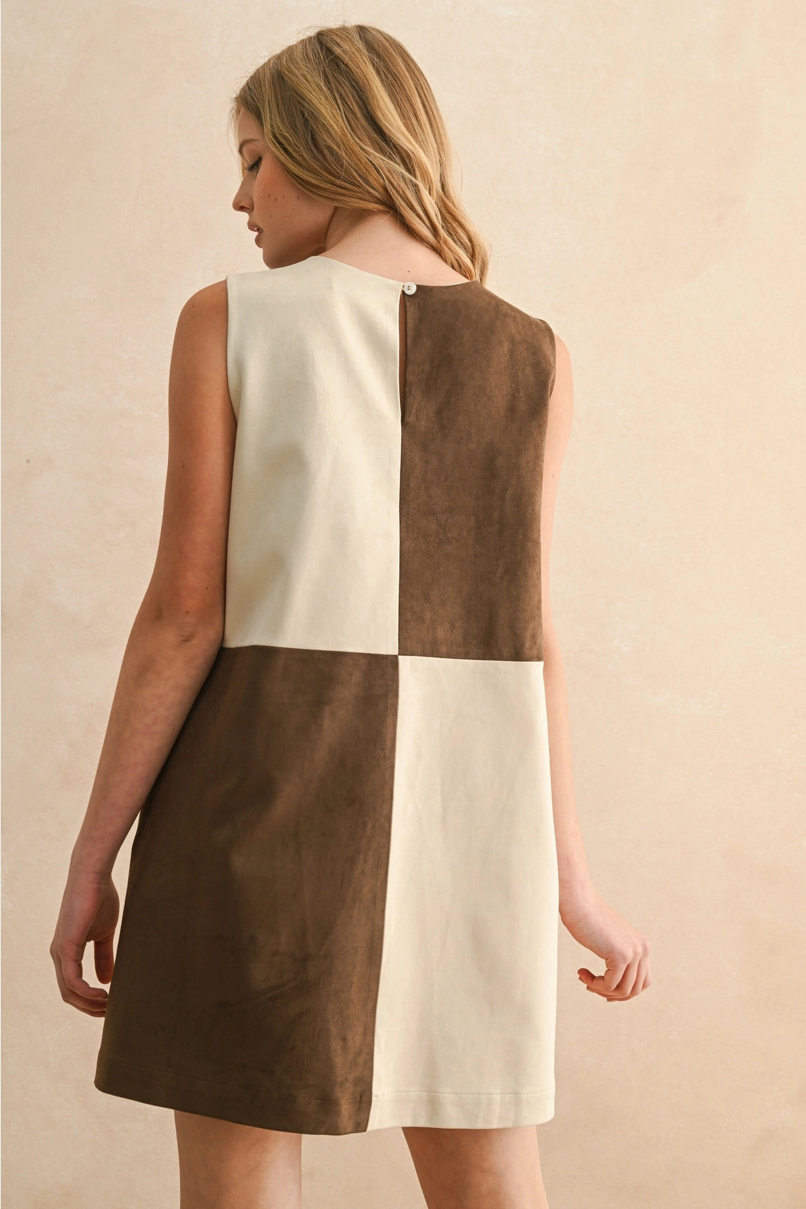 Suede Block Shift Dress Versatile sundress Shade Glow