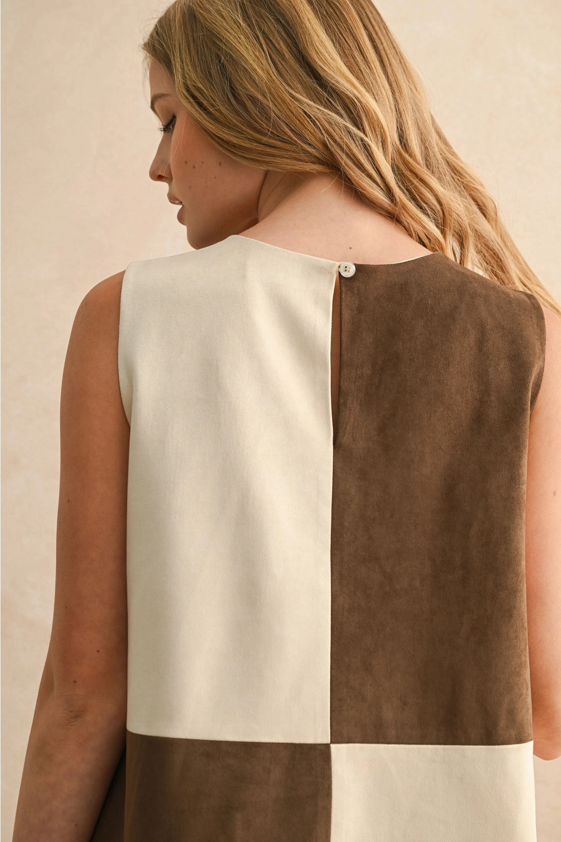 Suede Block Shift Dress Comfortable fit