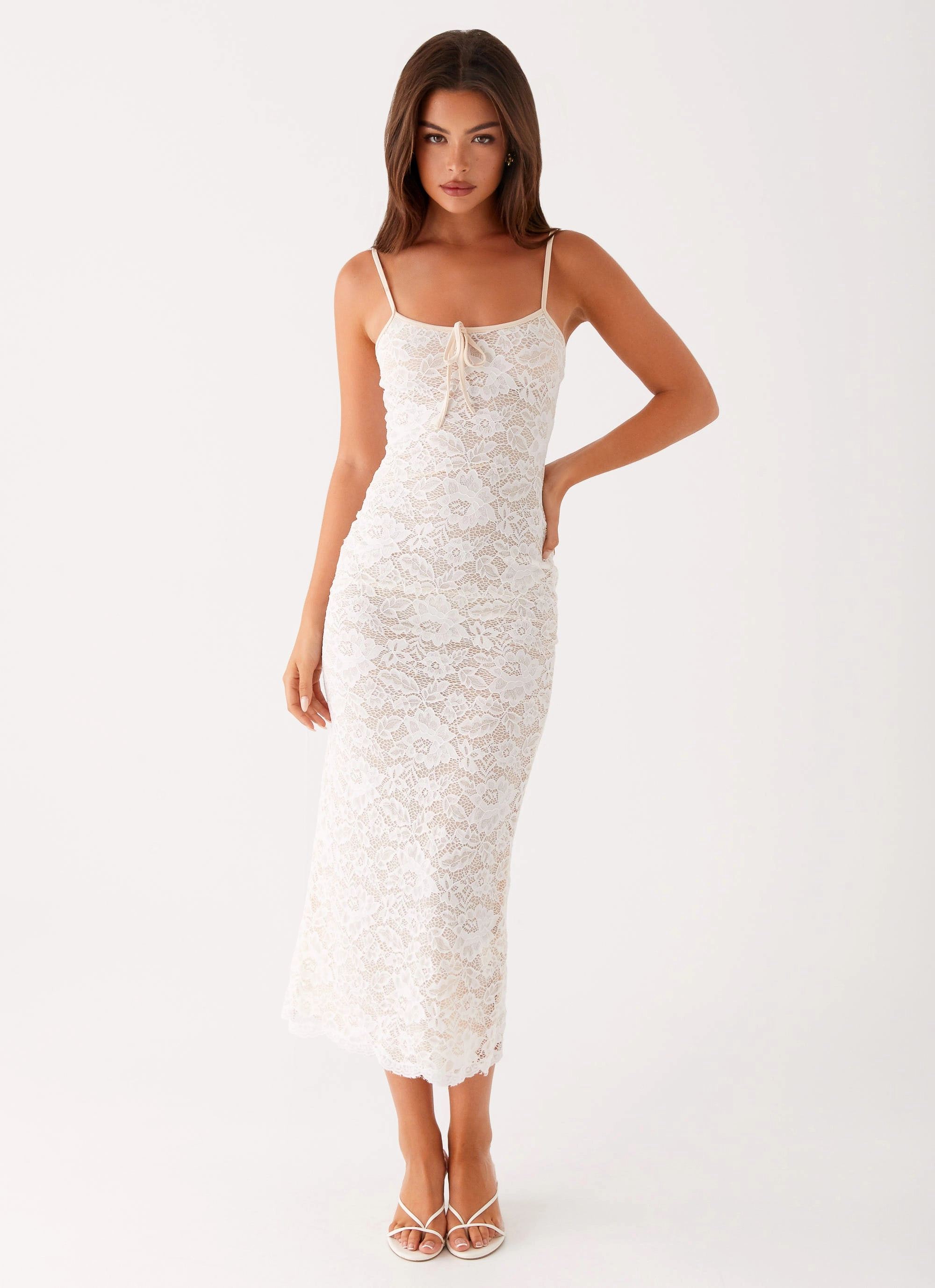 Postcards Lace Midi Dress - Ivory Chill Design Recycled-Material