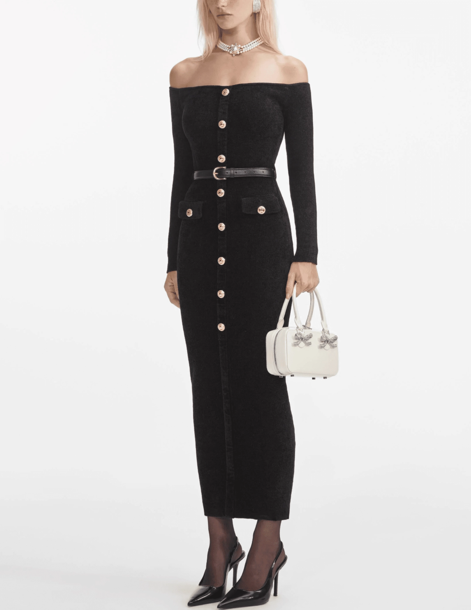 Self-Portrait Chenille Knit Midi Dress SALE Perfect for Travel Flow Sleeve