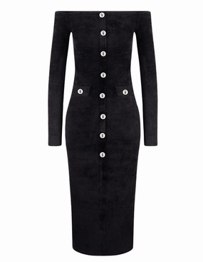 Self-Portrait Chenille Knit Midi Dress SALE Lightweight Feel Active Layer