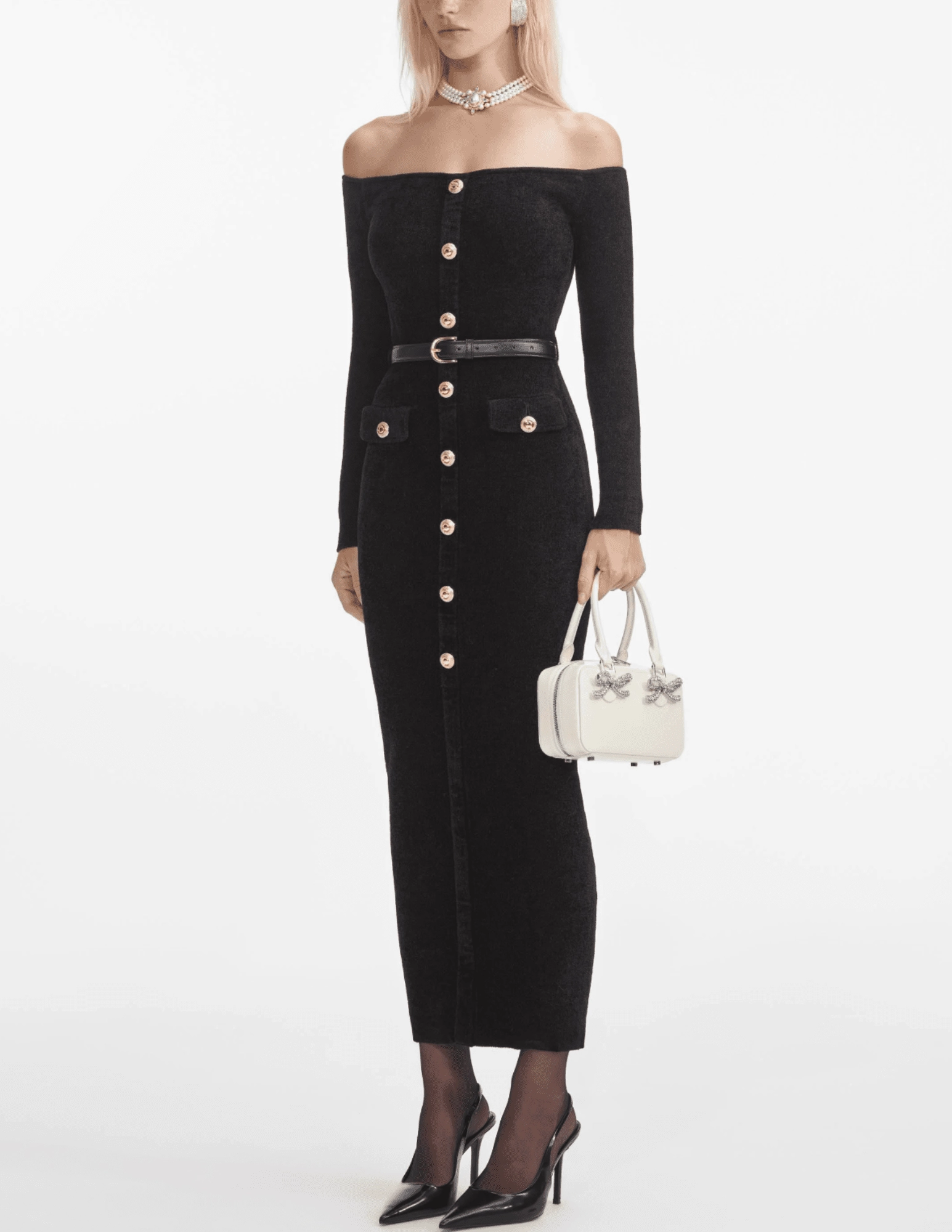 Self-Portrait Chenille Knit Midi Dress SALE Relaxed-fit gown