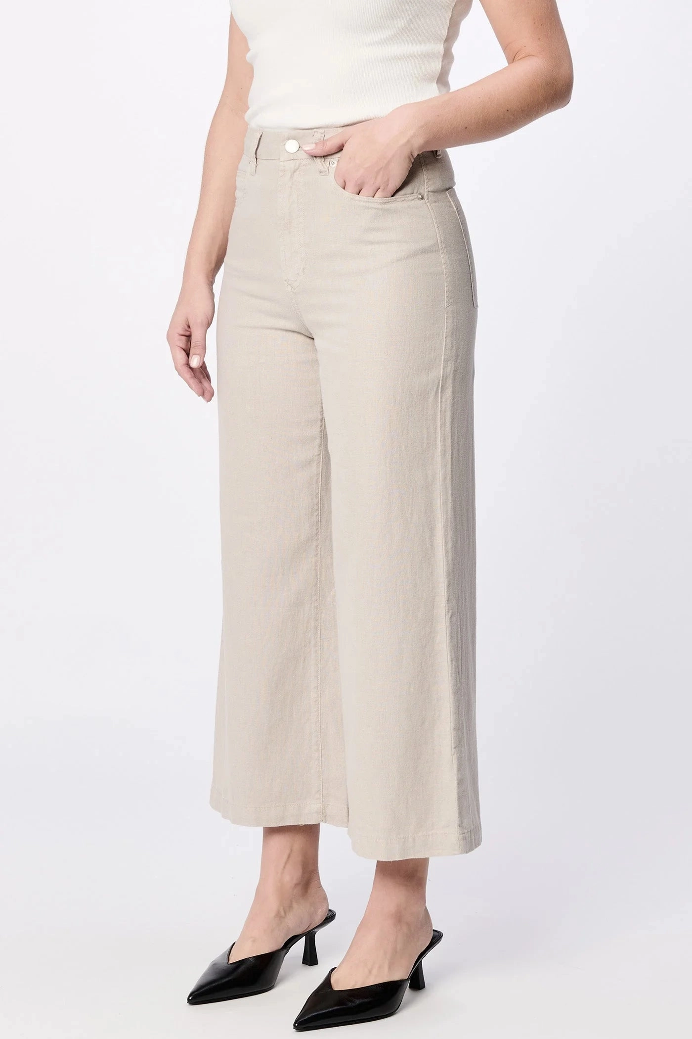Audrey Wide Leg Pants - Stone Taped Neckline Reinforced Stress Points